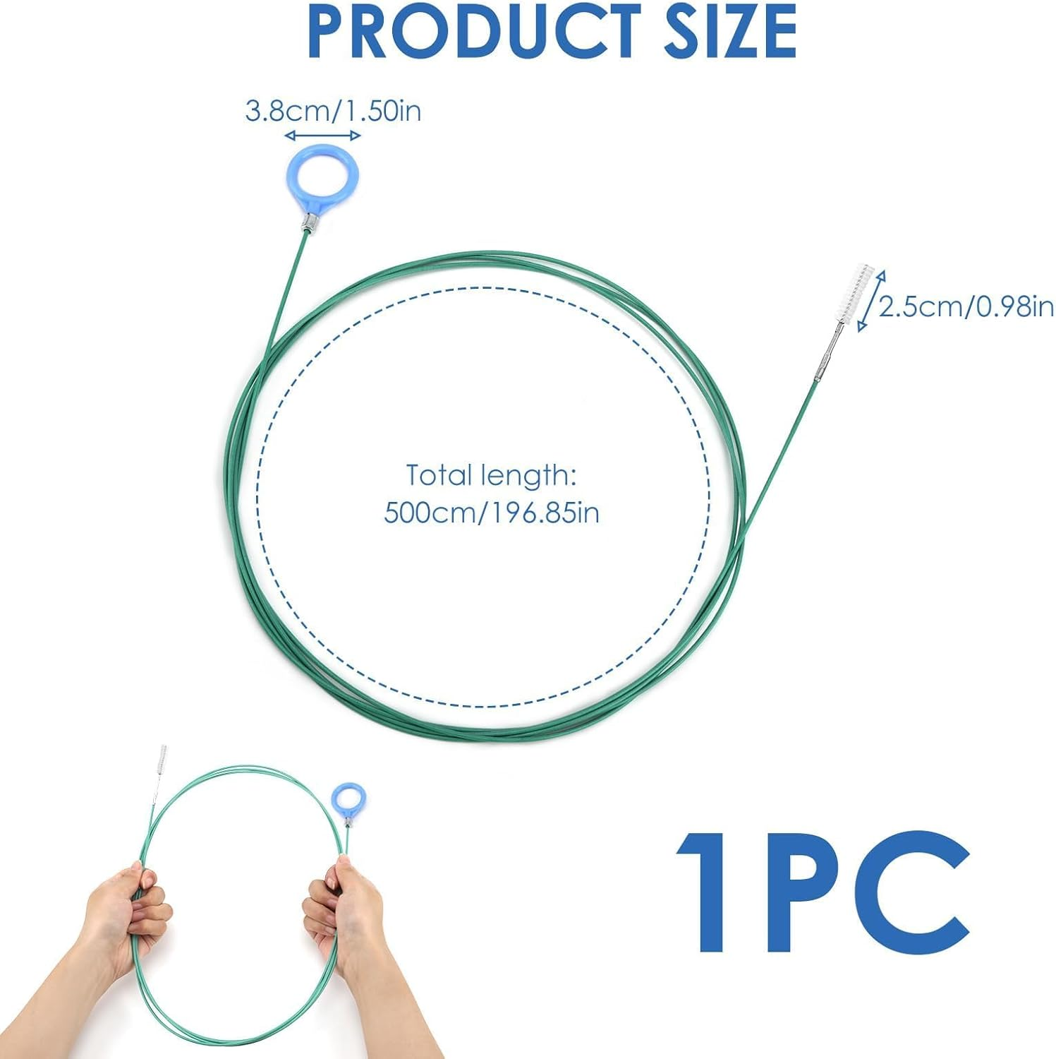 Long and Flexible Sunroof Cleaning Brush (500 Cm) - Drain Cleaner Tool for Pipes - Cleaning Tight Pipes and Bends - Versatile Use in Kitchen, Bathroom, Car and Meh image number 4