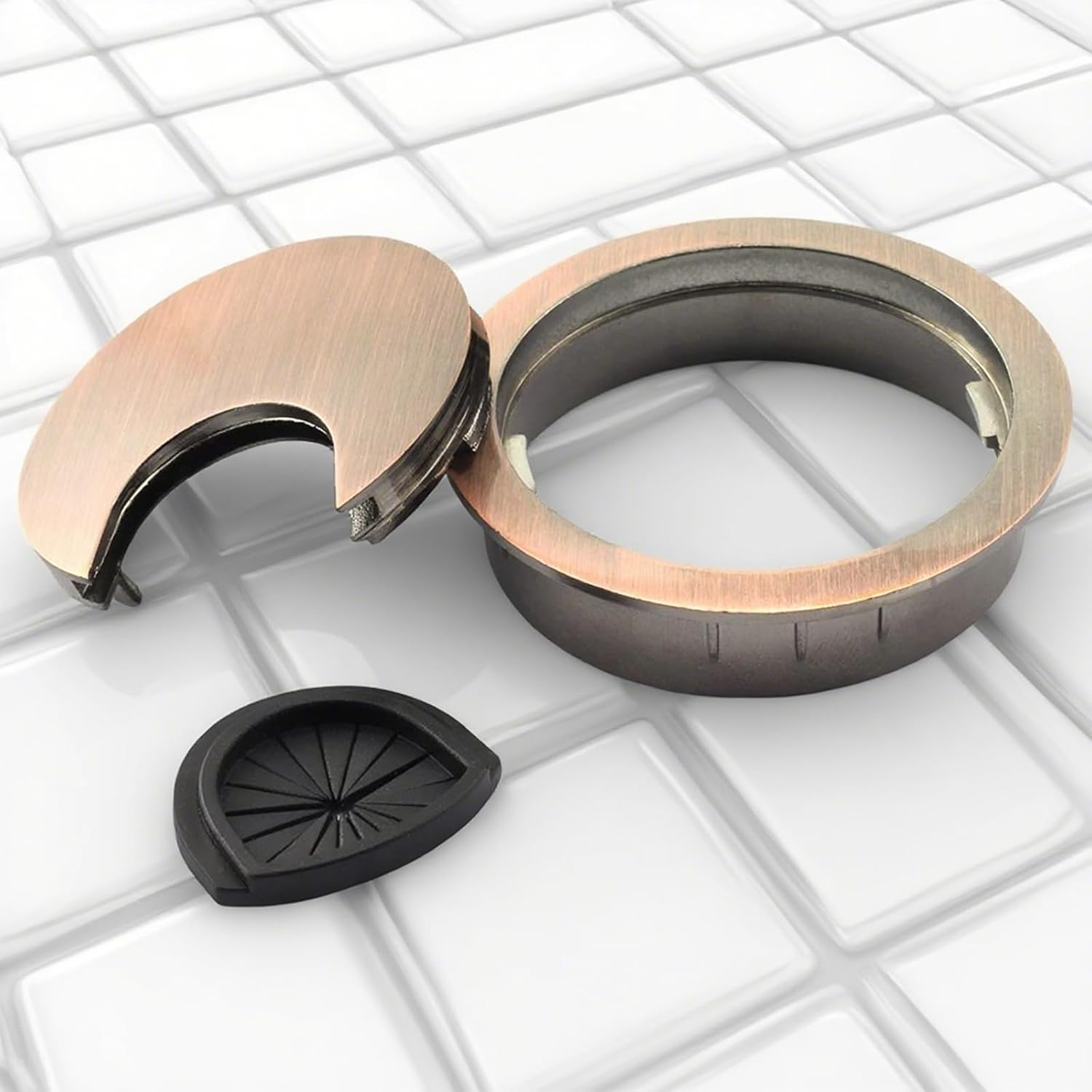 Table Grommet Cable Grommets Hole Cover, Office Cable Organizer Cable Hole Covers, 2Inch/50Mm（ 2 Pcs Zinc Alloy） image number 4