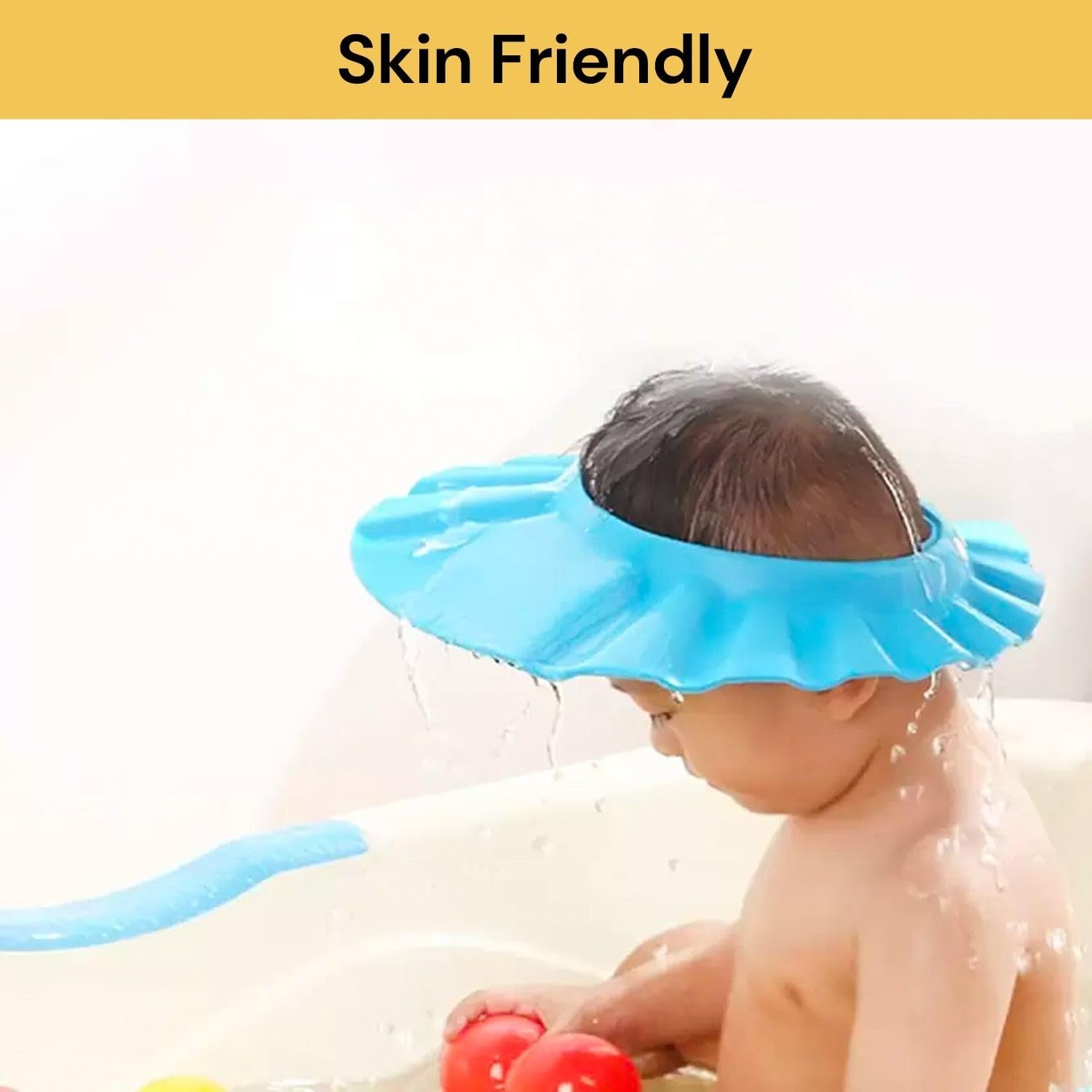 EZONEDEAL Adjustable Safe Soft Bathing Baby Shower Hair Wash Cap for Children, Baby Bath Cap Shower Protection Shield for Eyes and Ear Care, Bathing Baby Bath Cap, Adjustable Visor Hat for Toddler, Baby, Kids, Children, Shampoo Shower Bathing Protection Bath Cap (Yellow)