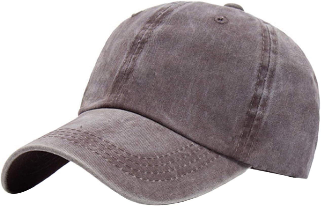 Letuwj Men'S Unisex 100% Cotton Solid Twill Washed Adjustable Baseball Cap
