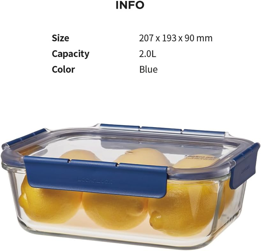 Locknlock Top Class Glass with Tritan Lid Rectangular - 2L image number 3