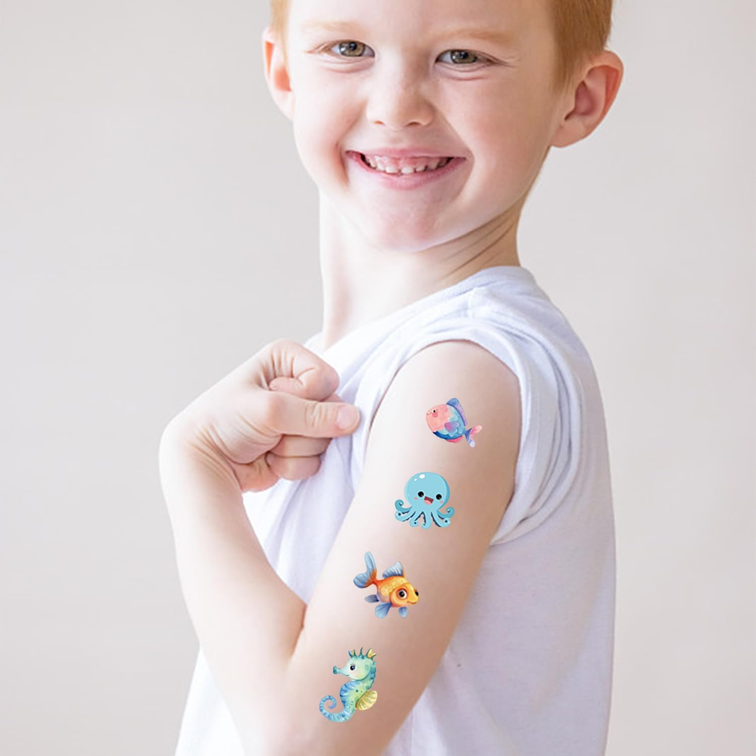 20Pcs Sea Animal Tattoo Stickers Party Favors Funny Face Stickers Creative Decoration Stickers Masquerade Accessories image number 1