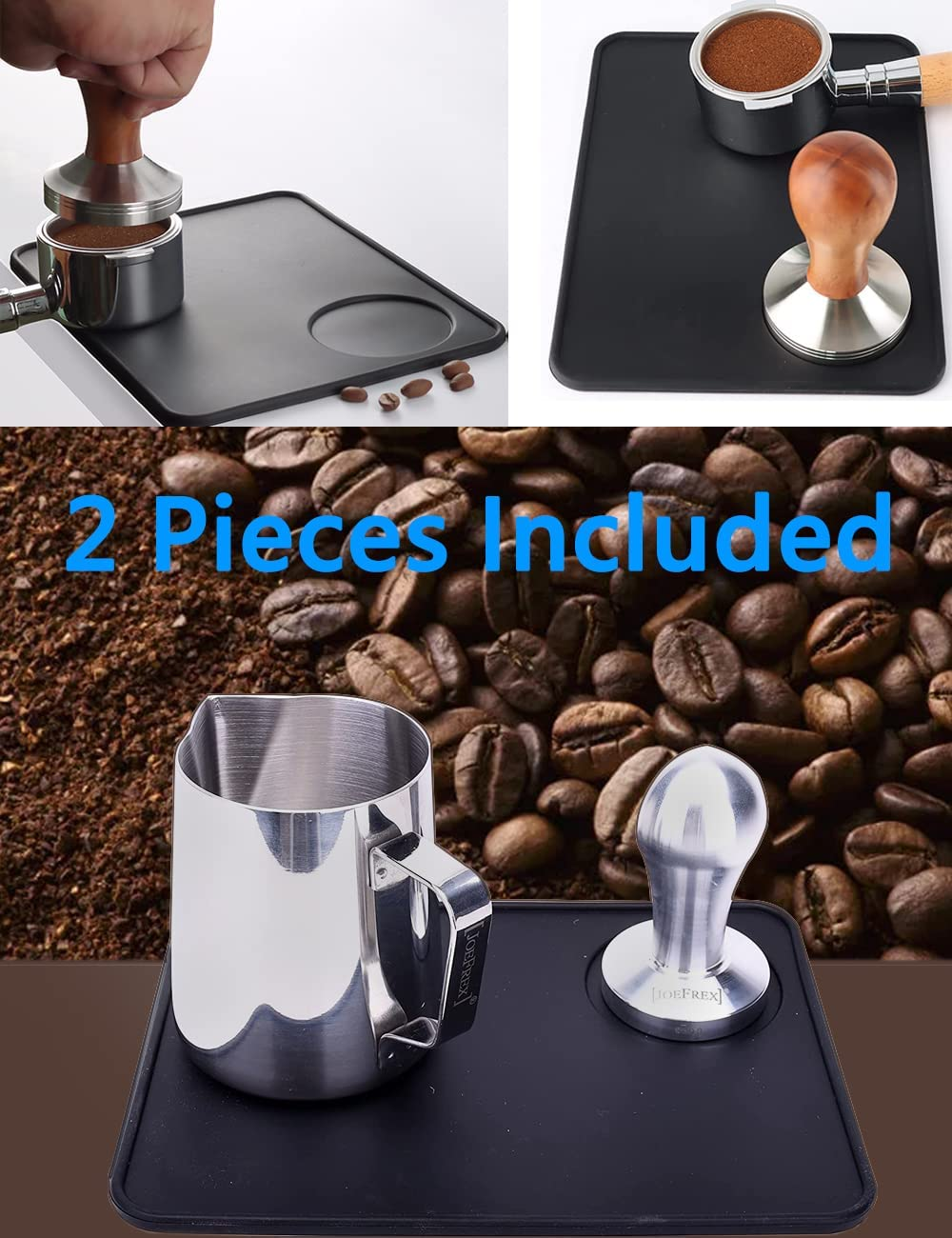 2 PCS Silicone Espresso Tamping Mat, Tamper Mat with Portafilter Holder, Anti-Slip Tamper Mat, Silicone Coffee Tamping Mat, Espresso Accessories Tool for Barista, Home, Kitchen, Office, Bar (Style1) image number 1