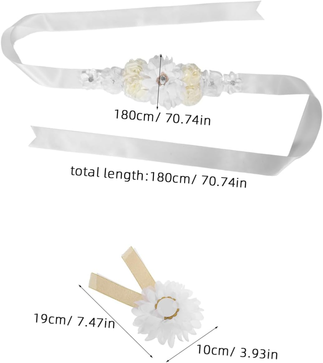 Hohopeti Maternity Belt Floral Pregnancy Support Sash Adjustable for Shower Bridal Party Photoshoot Accessories Maternity Belly Bands image number 1