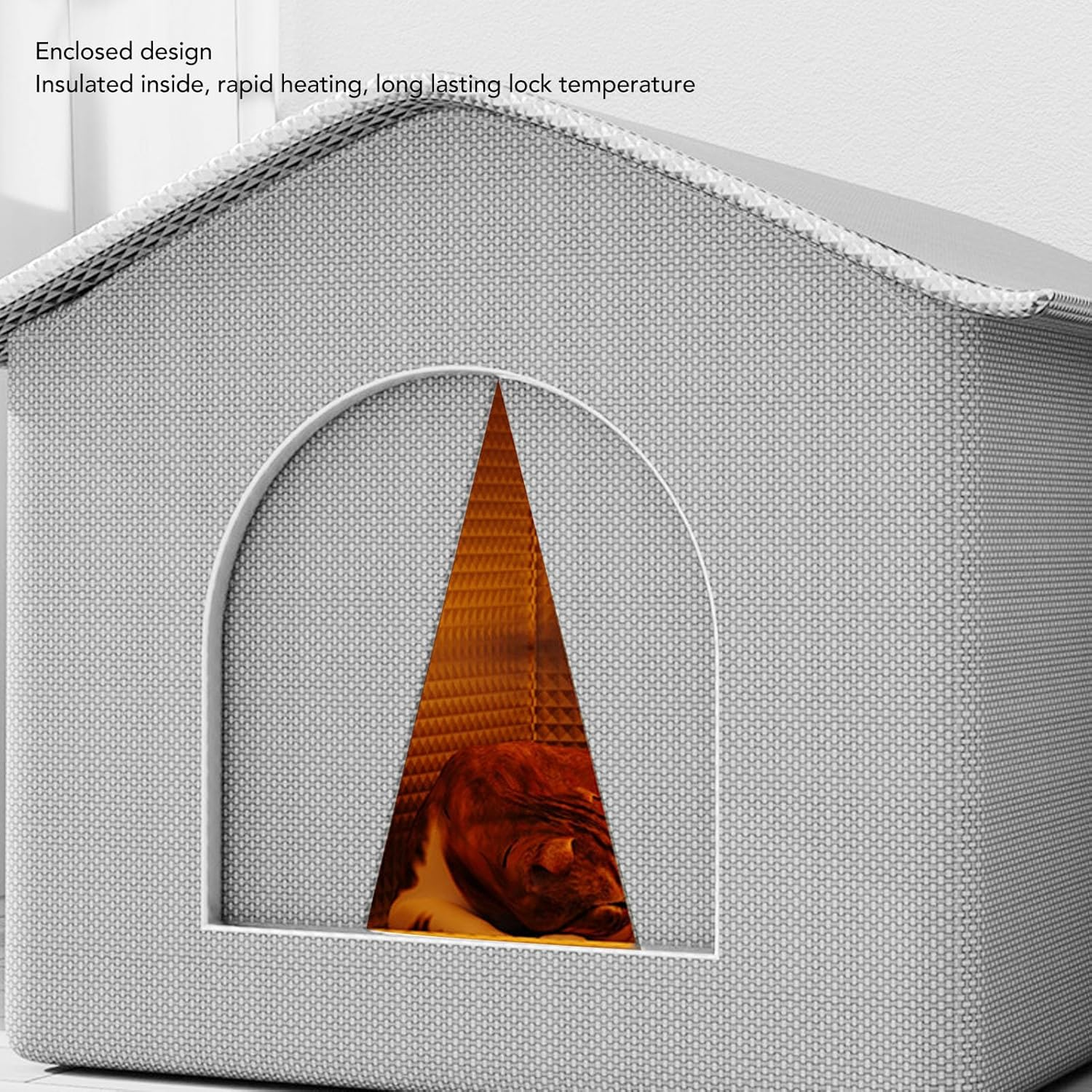 Cat House for Outdoor Cats, Winter Warm Waterproof Insulated Outdoor Cat Shelter, Elevated Outdoor Cat House, Weatherproof Enclosed Tent Insulated Shelter (Gray)