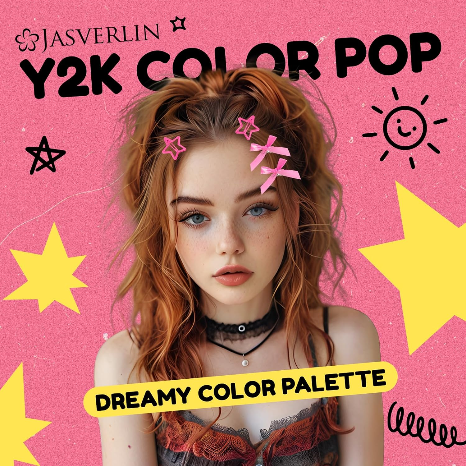 JASVERLIN 60Pcs Star Hair Clips & Mini Bows Y2K Accessories Set, Cute Bowknot Goth Snap Clip Hair Barrettes, 2000S Small Satin Bows for Women Girls (Pink Mixed Color) image number 3