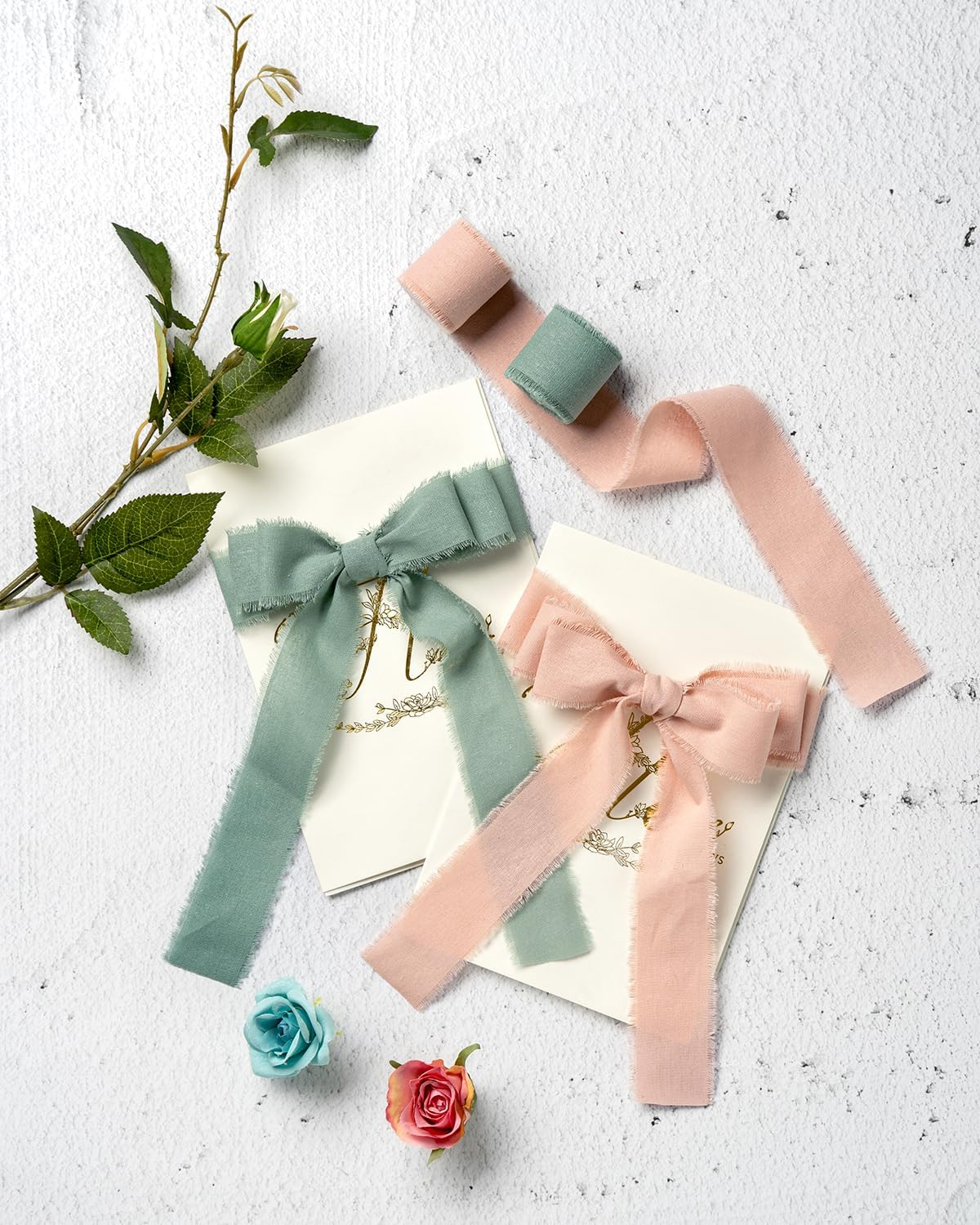 Blue Fringe Ribbon for Gift Wrapping Gift Ribbon Thick Fabric Ribbon Frayed Ribbon Cotton Gift Wrap Ribbon image number 6