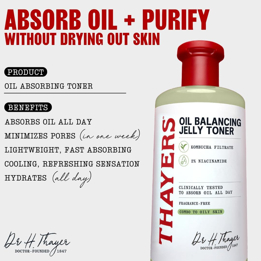 Thayers Oil Balancing Jelly Toner with Kombucha Filtrate & 2% Niacinamide 355 Ml image number 2