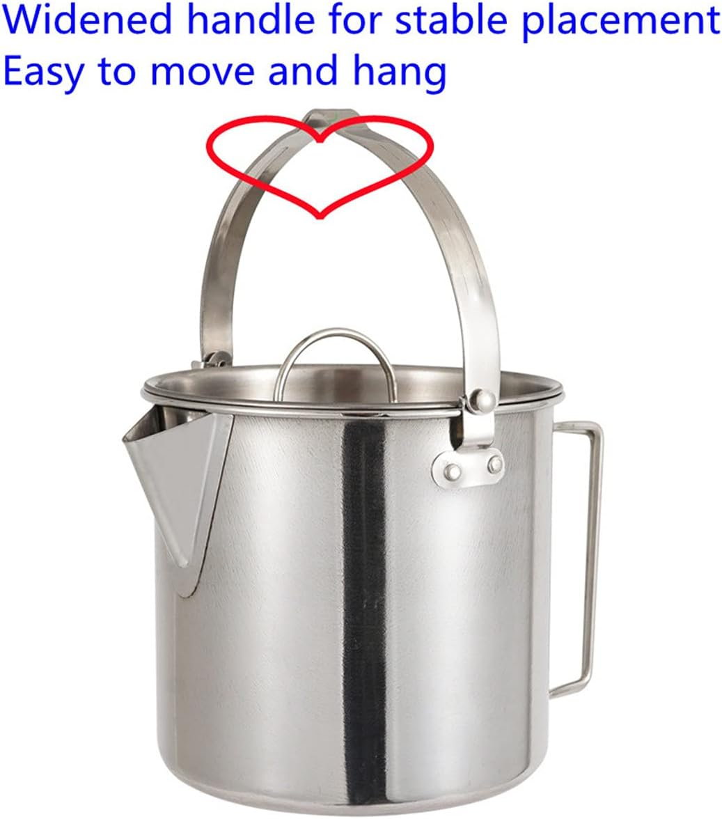 ZNZNANG Outdoor Camping Kettle，1.2L Outdoor Camping Kettle，Portable Hanging Pot Cookware Coffee Pot Picnic Pot image number 6