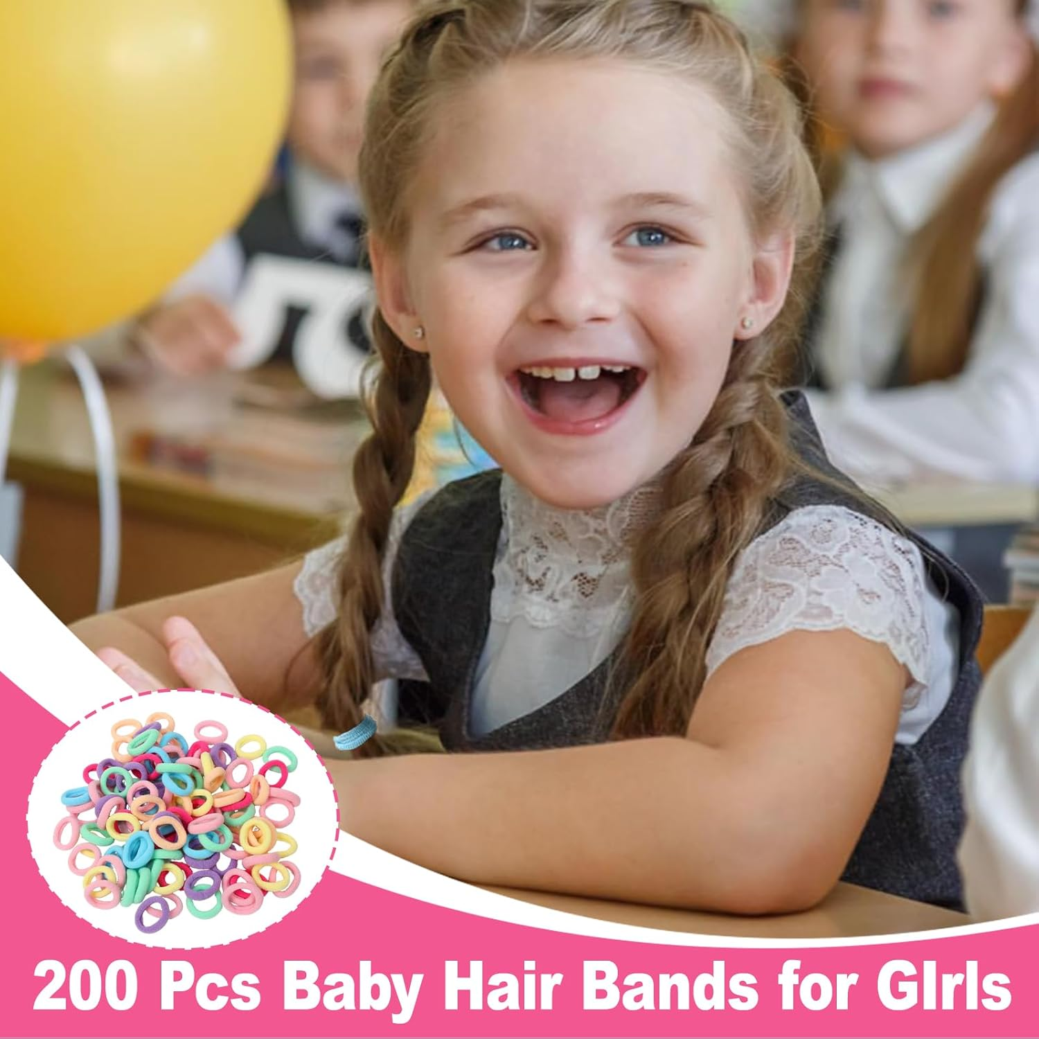 200 Pcs Baby Hair Bands,Cotton Bobbles for Girls, High Elasticity, Candy Colors, Toddler Hair Bands, 2.5 CM Diameter image number 5