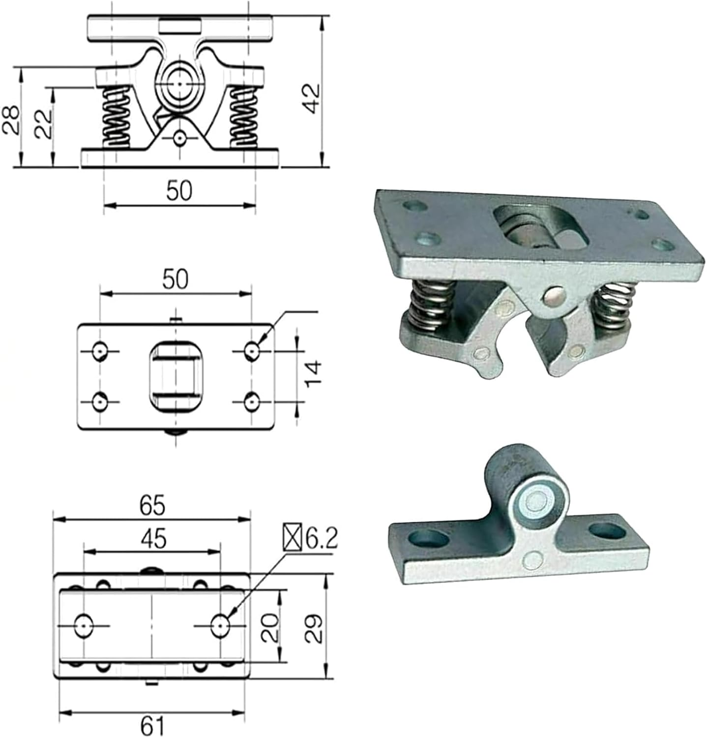 RV Double Roller Catch Trailer Door Latch, Cabinet Latches Double Roller Buckle, Zinc Alloy for Garden Bedroom Living Room Boat Door Garage (4 Pcs) image number 2