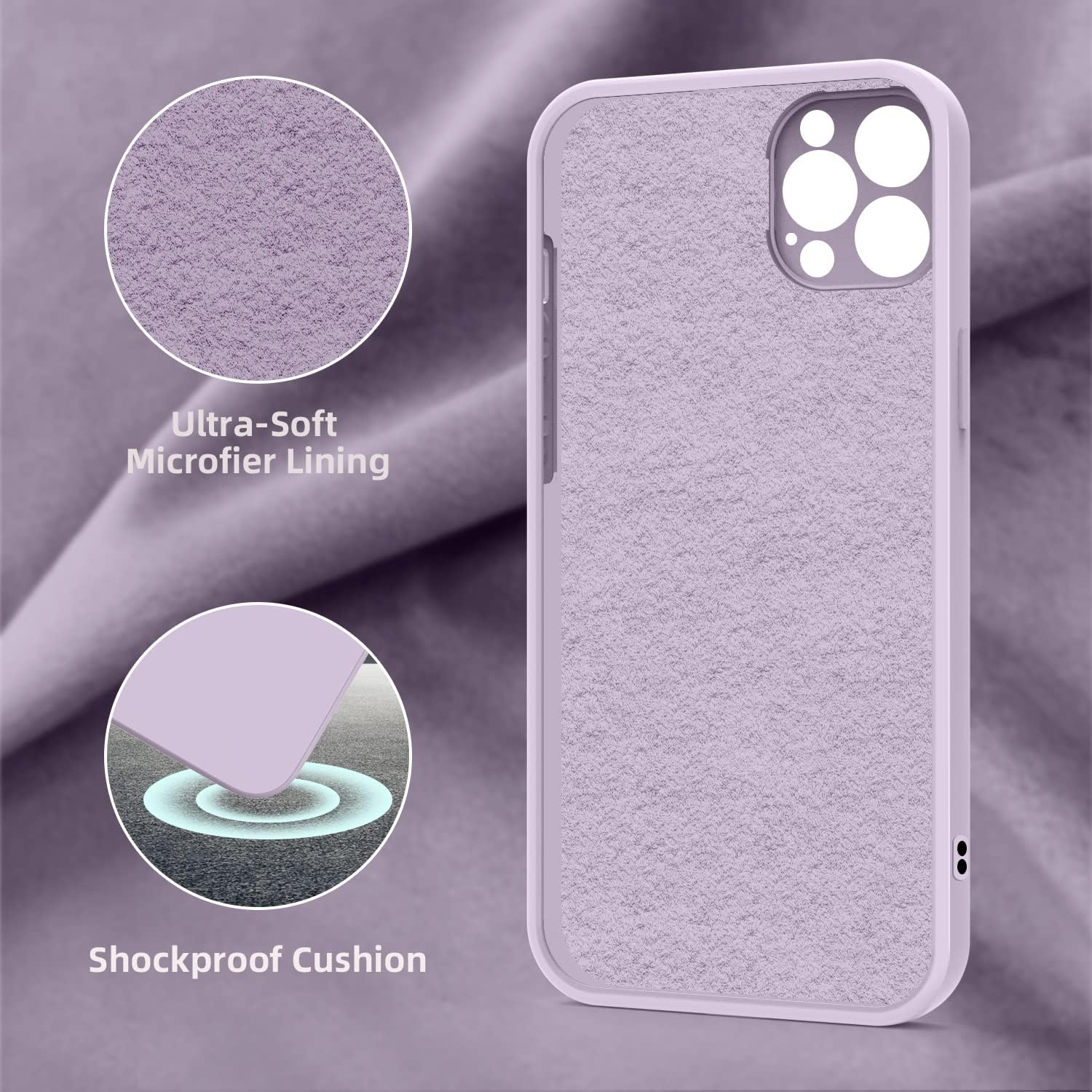 Iphone 12 Pro Max Case, Silicone Case, Iphone 12 Pro Max, Ultra Thin Slim with Microfibre, Scratch-Resistant All-Round Protective Case for Iphone 12 Pro Max, 6.7 Inches, Purple