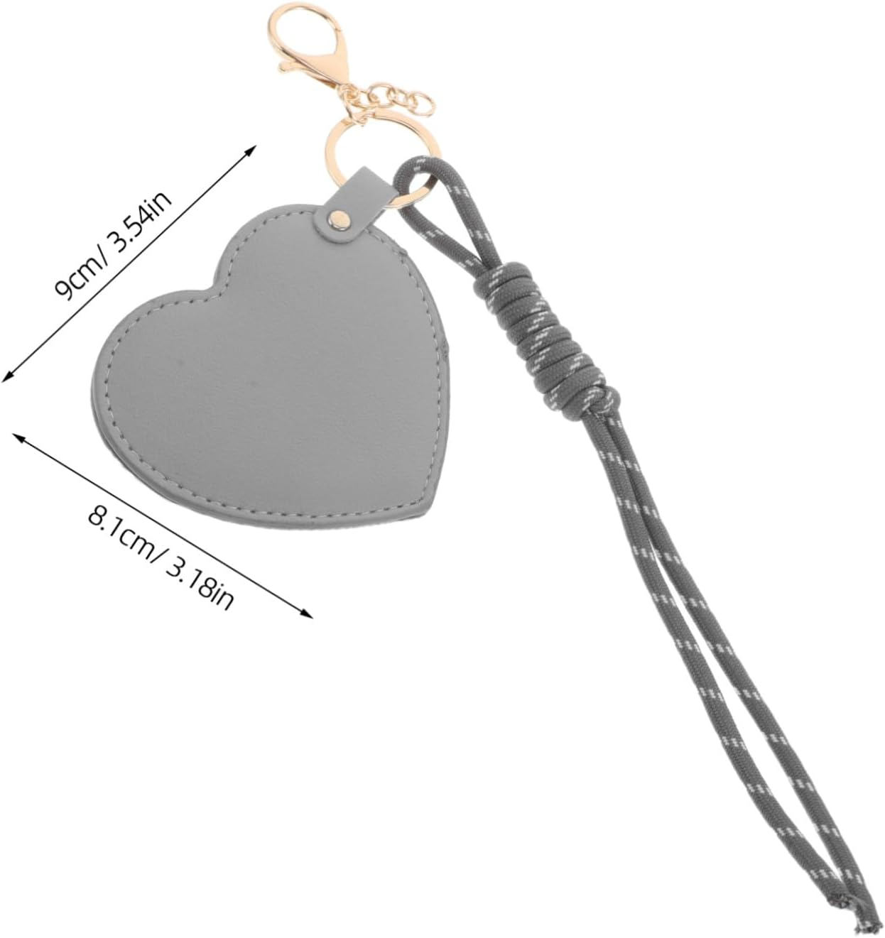 MUSISALY 2Pcs Heart Shaped Compact Mirrors with PU Leather Finish Mini Portable Makeup Touch-Up Mirrors for Women Stylish Keychain Wristlet Accessories for Purses and Wallets - Grey image number 4