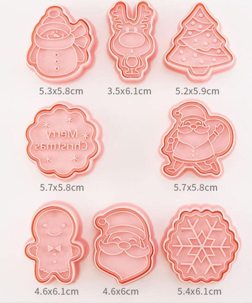 Christmas Cookie Cutters Set, Including 8Pcs Cookie Cutter, for Baking Cookies Set Kitchen Tools 3D Stamps Embossing Cutters (Christmas Day A) image number 5