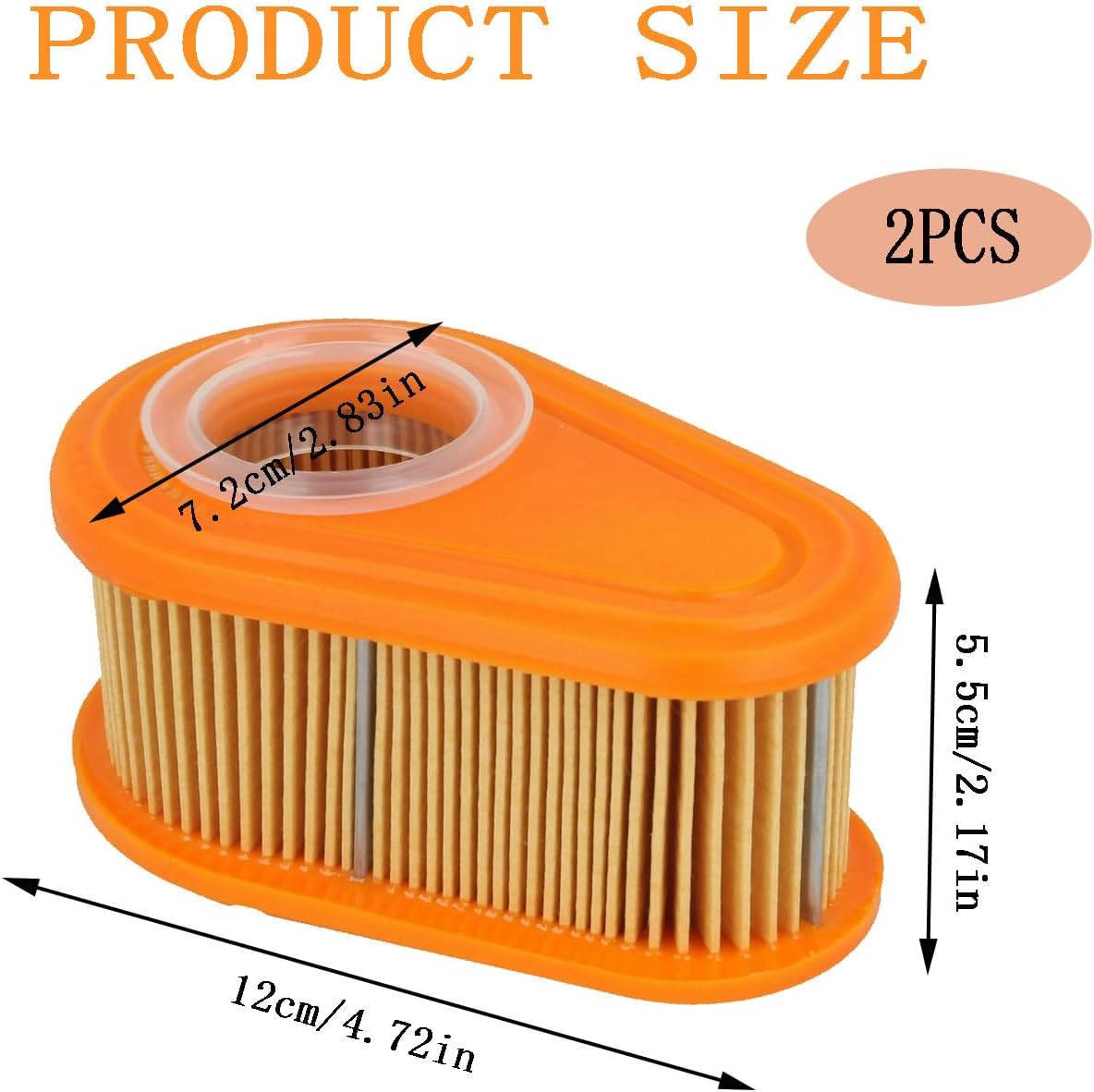 Tjhypernete 2Pcs Air Filter Cartridge, Lawn Mower Engine Filter Replacement, Optimized Air Filtration, Filter Element, Compatible with Briggs&Stratton Models 005419, 796254, 795066, 792038, 790388