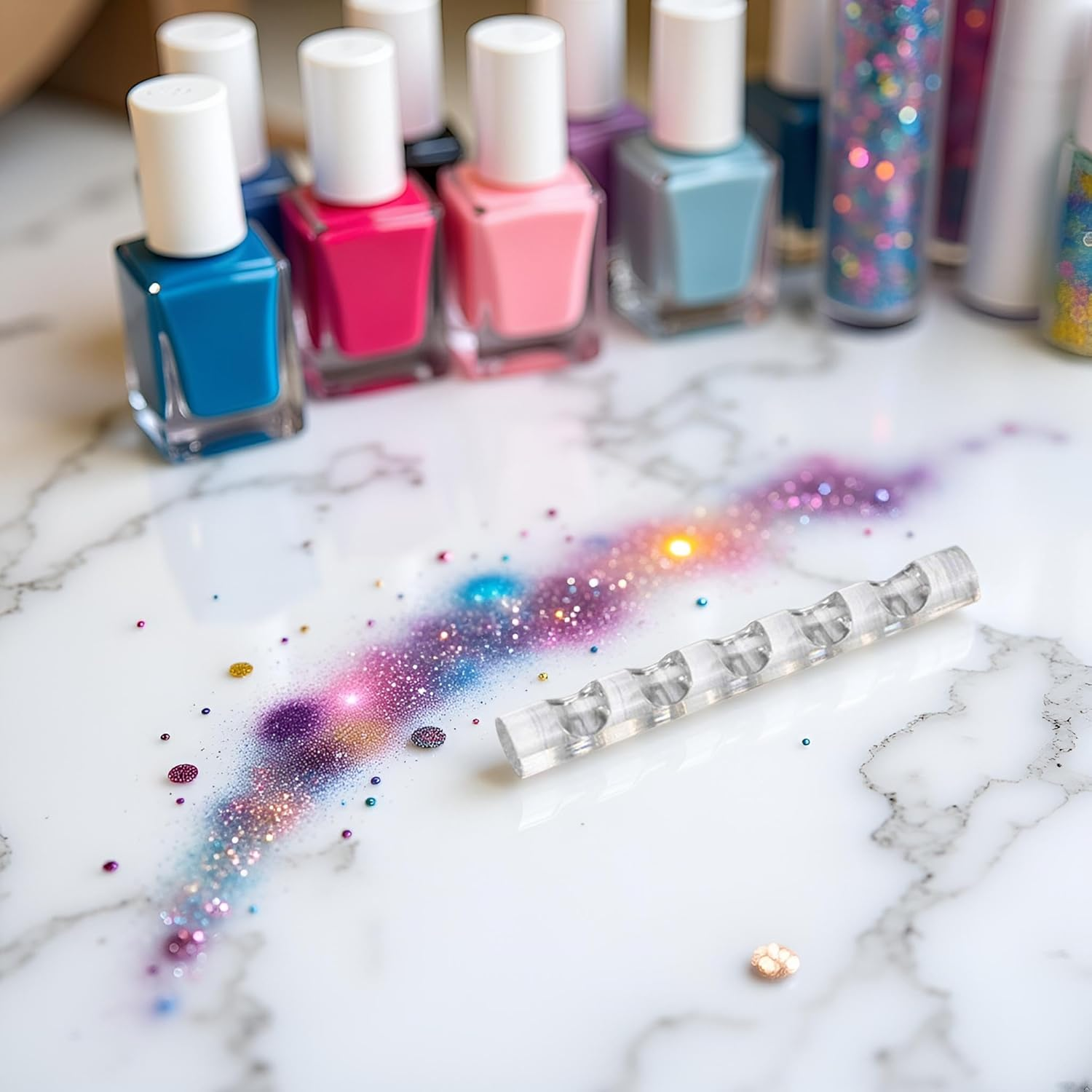 Silver Brush Holder Nail Art Acrylic Simple Transparent Pen Brush Stand Brush Rest Brush Rest for 5 Nail Pens Gel Nails Nail Tools Nail Supplies Stylish Useful Nail Art and Polish image number 3