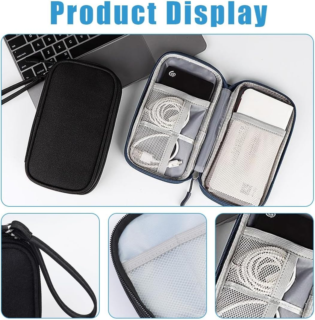 CLERIVI Travel Cable Organizer Pouch - Waterproof Electronics Case for Charger, Cables, Earphones & Phone,Compact Single-Layer Tech Bag with Carry Strap image number 4