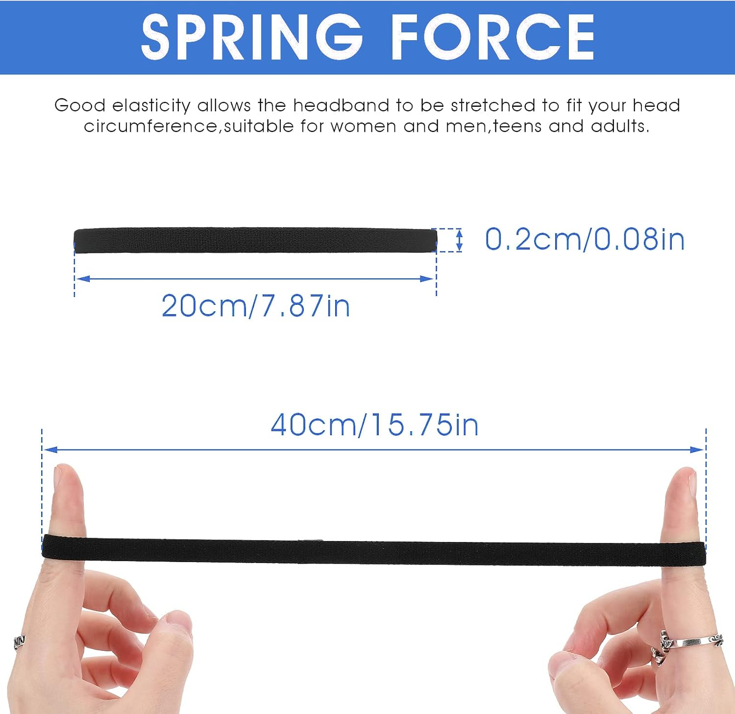 WLLHYF Headbands Hair Bands 3 Pieces Soft Non-Slip Black White Small Ties Thin Hairband Long Elastic Bandana Sports Running Yoga Hairstyling Headwear for Women Men image number 1