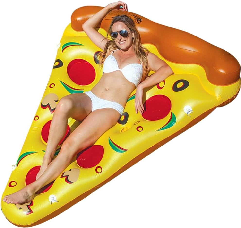 Chamgeco Giant Pool Float 180X150Cm, Pizza Slice Swimming Pool Float, Fun Floaties Pool Raft with 2 Cup Holders, Inflatables Floating Rafts Air Mattress Ride-On Lounge Raft Swim Rings (Pizza) image number 6