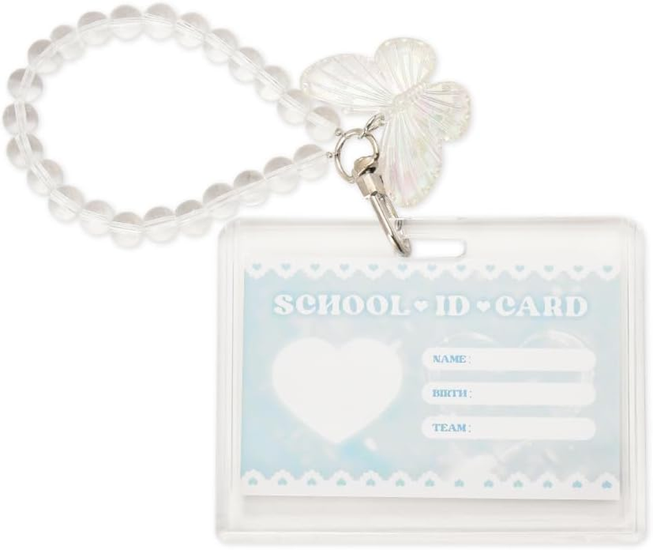 Card Case Kpop Photocard Holder Keychain with Butterfly Charm Lanyard - Clear Acrylic K Pop Picture Frame 3 Inch Album Keychain for Women Girls (Horizontal) image number 5