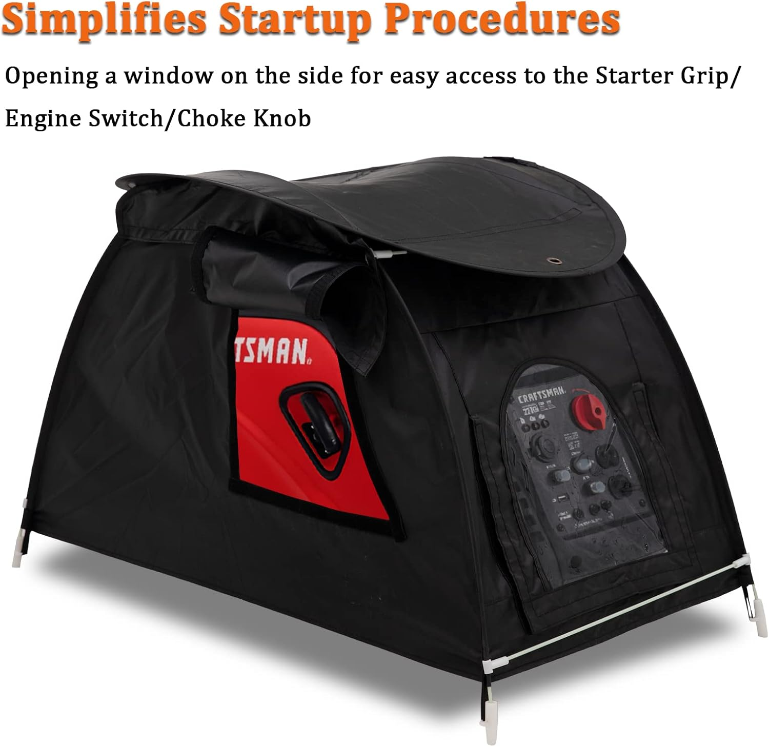 Coverify Generator Cover While Running, Portable Waterproof Generator Storage Cover，All-Weather Protection Generator Tent Cover for Most Universal 1000-5500 Watt Inverter Generator (36*20*23In, Black) image number 5