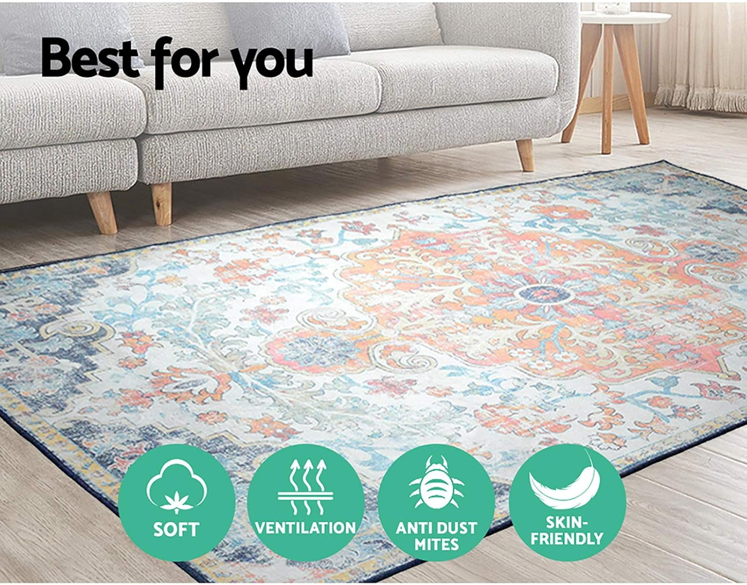 Artiss Floor Rugs, 160 X 230Cm Floors Runner Area Rug for Living Room Large Carpet Mat Home Bedroom Kitchen Decor Outdoor Indoor Accessories, Washable Rectangle Short Pile Easy Care Multicoloured. image number 6