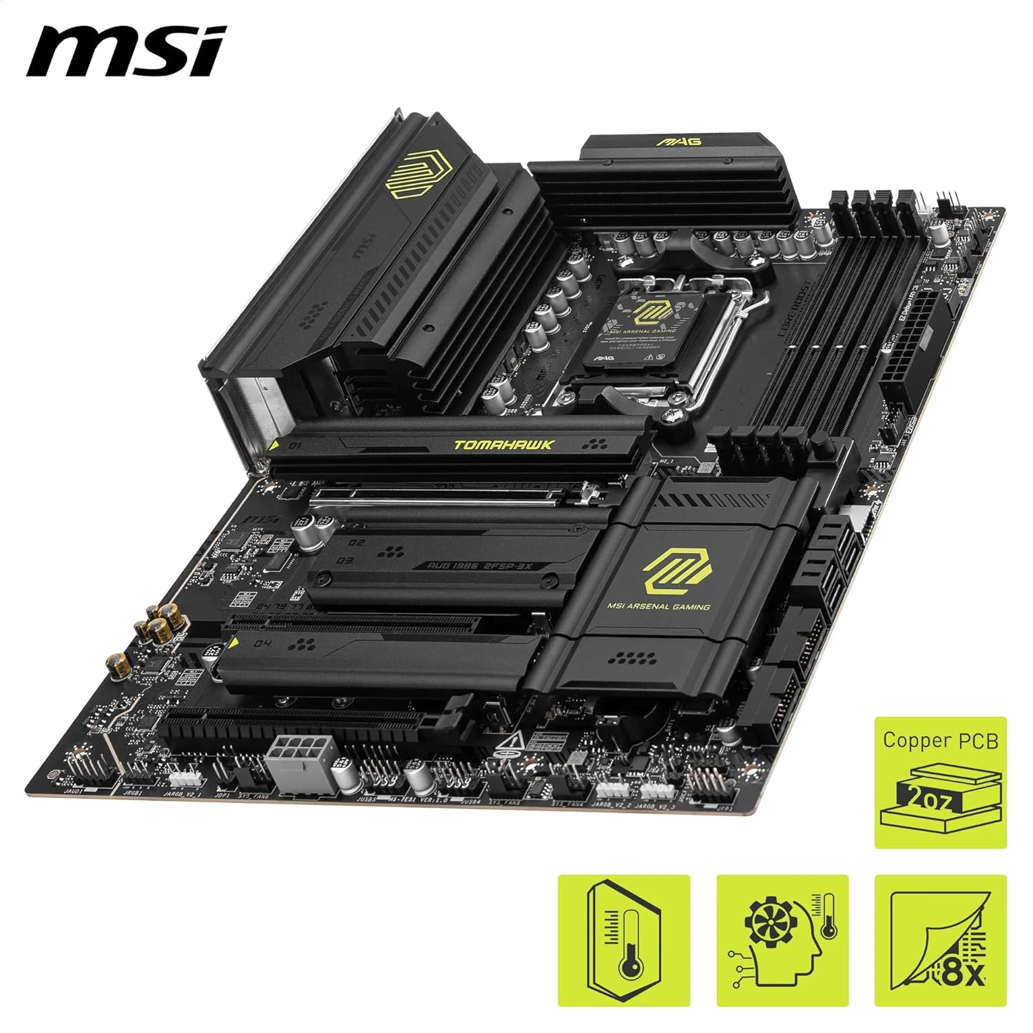 MSI MAG X870 Tomahawk Wifi Motherboard, ATX - Supports AMD Ryzen 9000/8000 / 7000 Processors, AM5-80A SPS VRM, DDR5 Memory Boost 8400+Mt/S (OC), Pcie 5.0 X16 & 4.0 X16, M.2 Gen5, Wi-Fi 7, 5G LAN image number 2