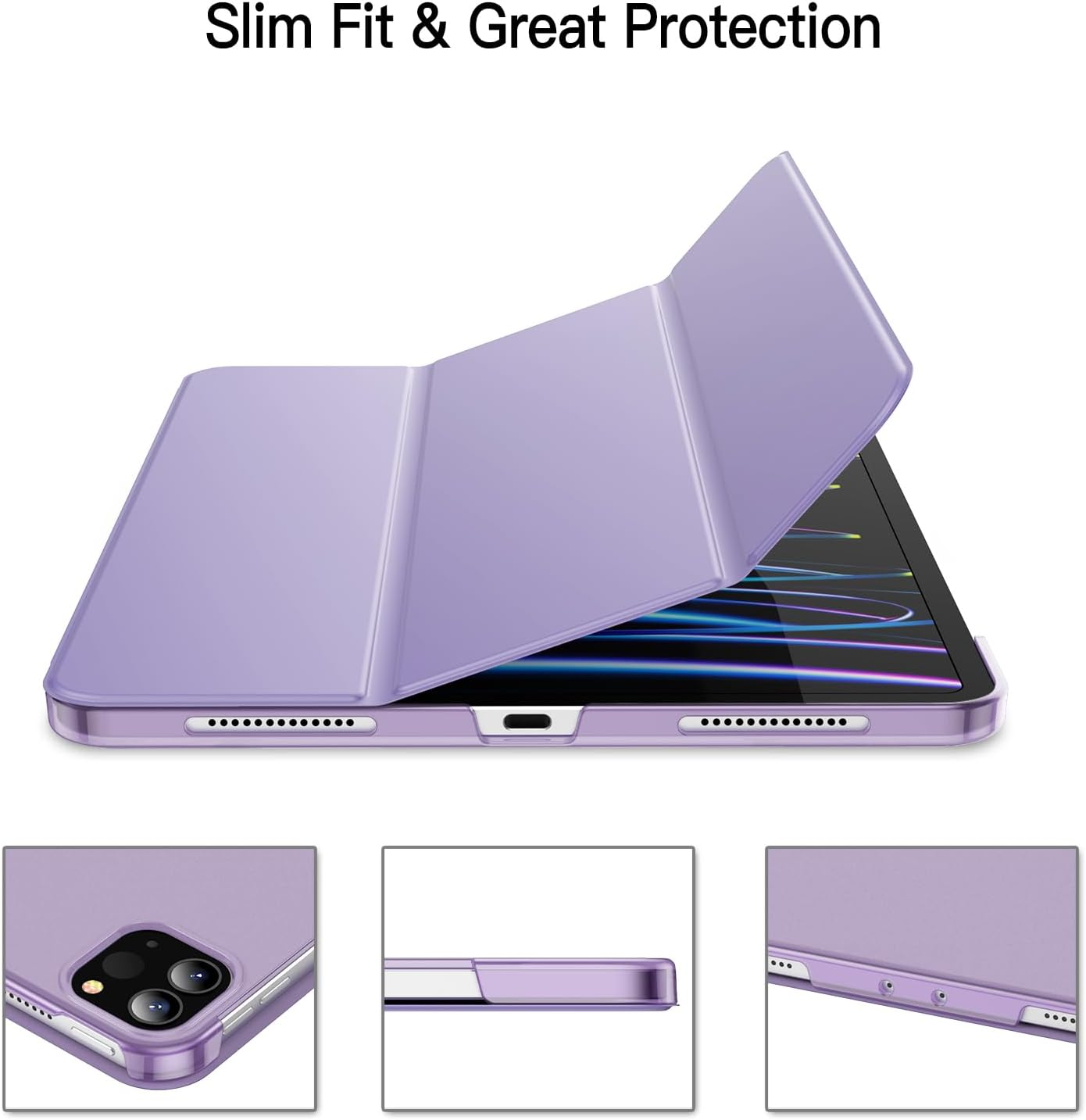 Jetech Case for Ipad Pro 11-Inch, 2022/2021/2020/2018 Model, Compatible with Pencil, Cover Auto Wake/Sleep (Light Purple) - Black image number 5