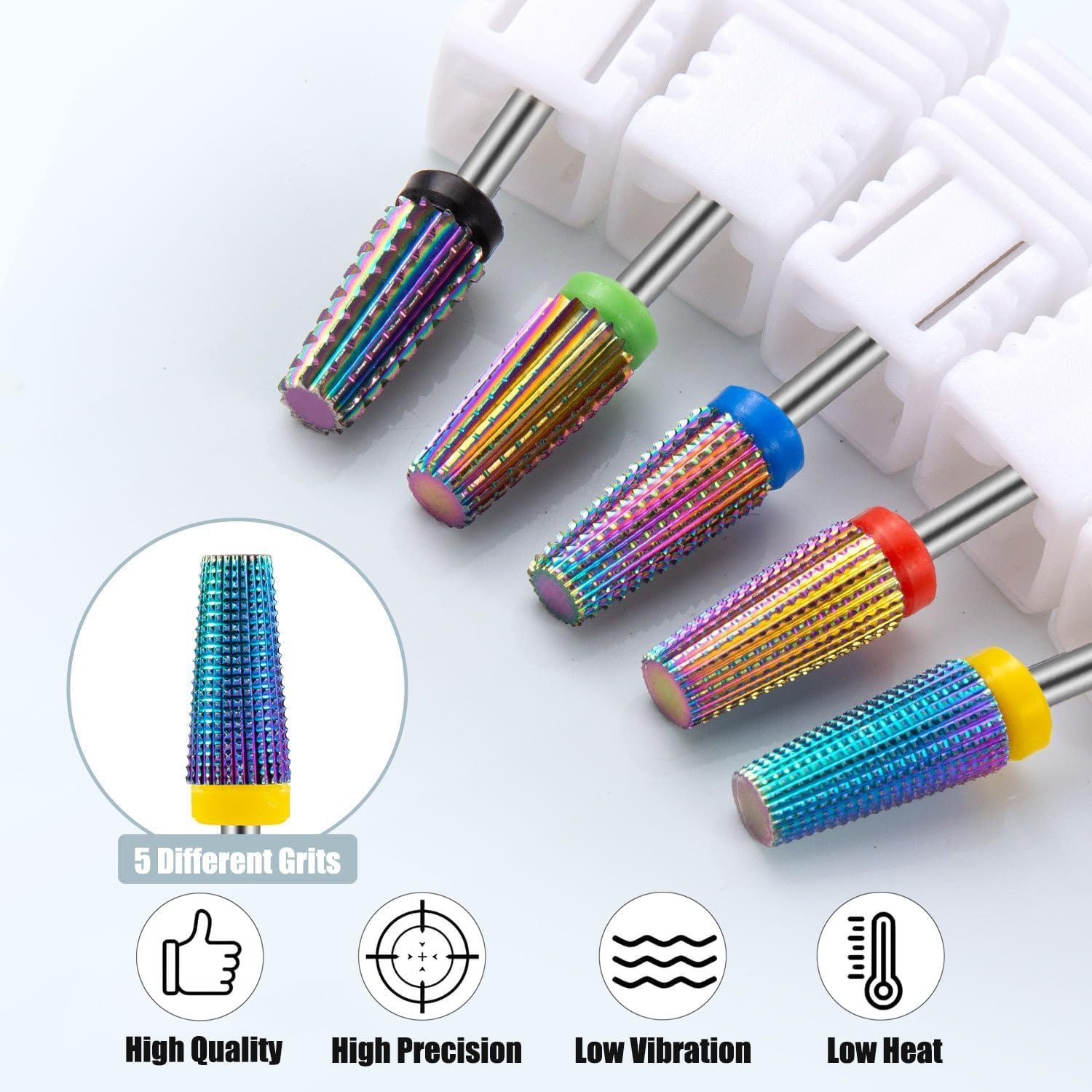 Yakamoz 5Pcs Nail Drill 5 in 1Bits Set, 2.35Mm Shank Carbide Tungsten Multifunctional Cuticle Drill Bits Electric Manicure Nail File Bit for Acrylic Nail & Manicure Pedicure image number 3
