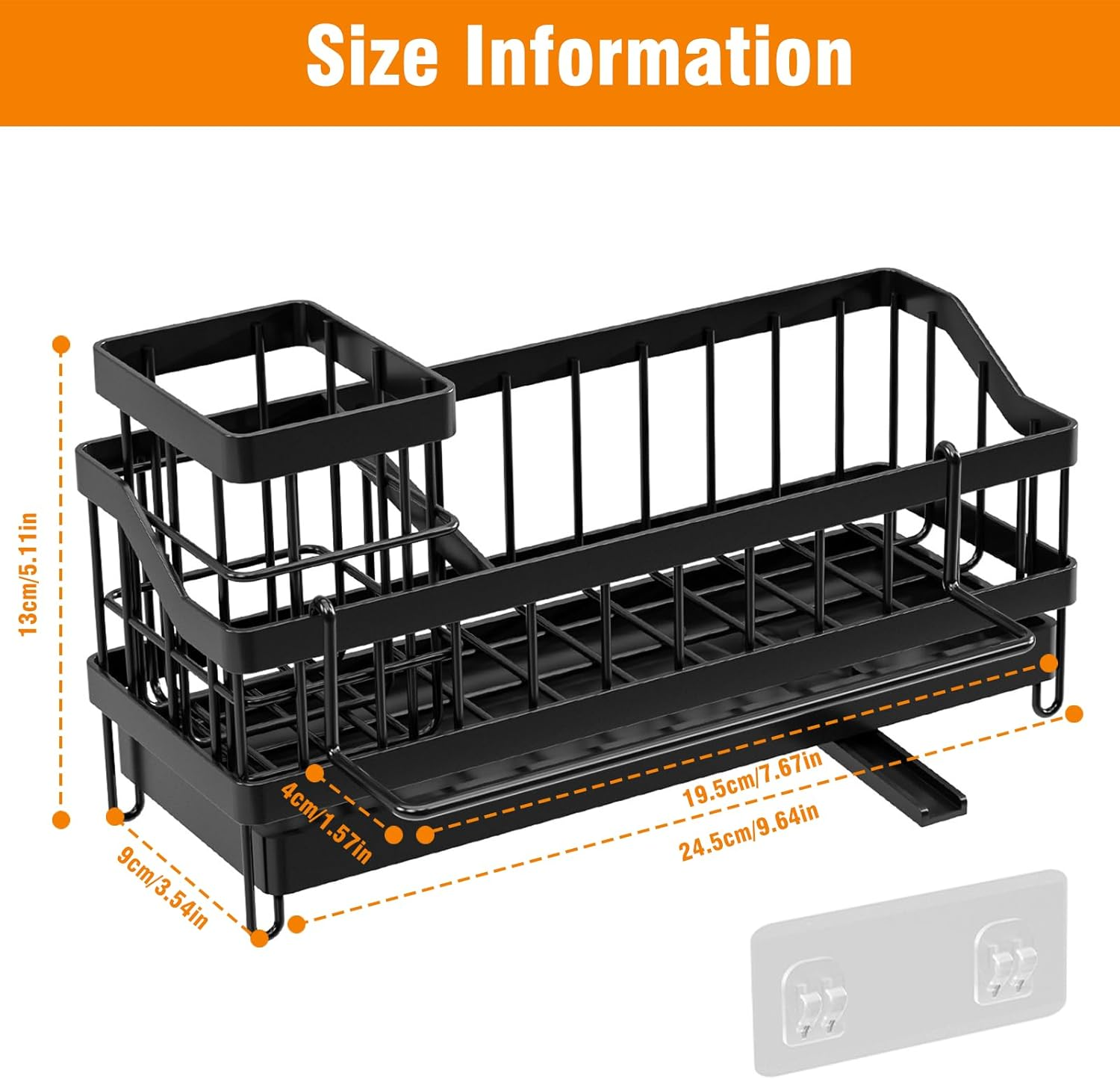 Kitchen Sink Caddy Organiser,Sinkware Organizer with Removable Auto-Draining Tray & Brush Holder, Washing up Rack for Dishcloth Towel Soap,Sponge Holder for Countertop Bathroom Storage & Organisation image number 2