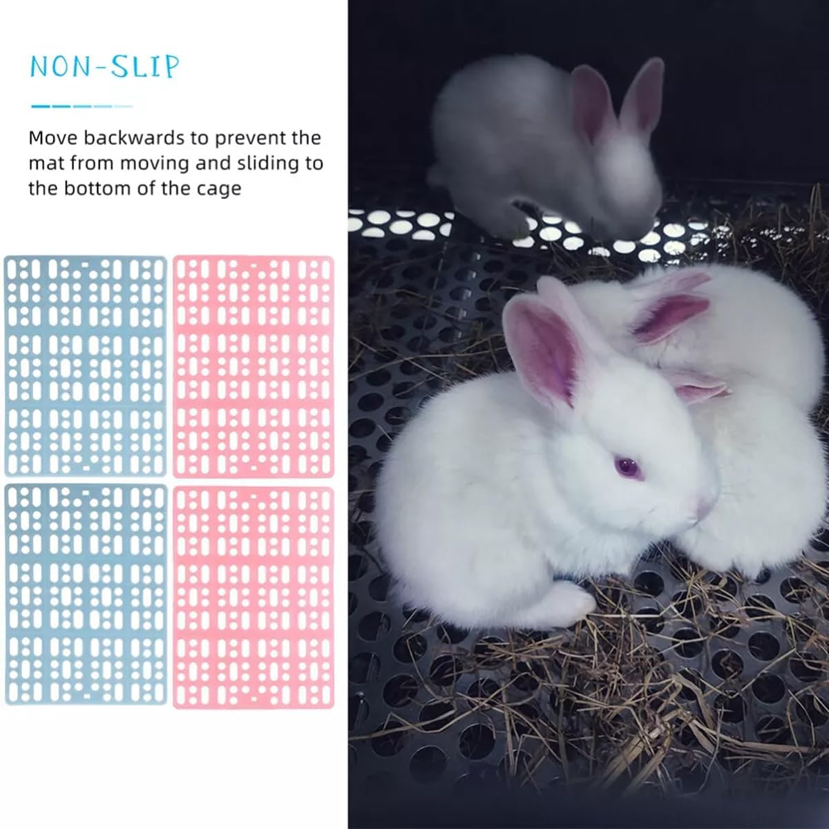 AIMALL 2Pcs Large Plastic Mat for Pet Rabbits, Guinea Pigs, Chinchillas, and Hedgehogs, Durable and Comfortable Foot Mat - Pink-2Pcs image number 4