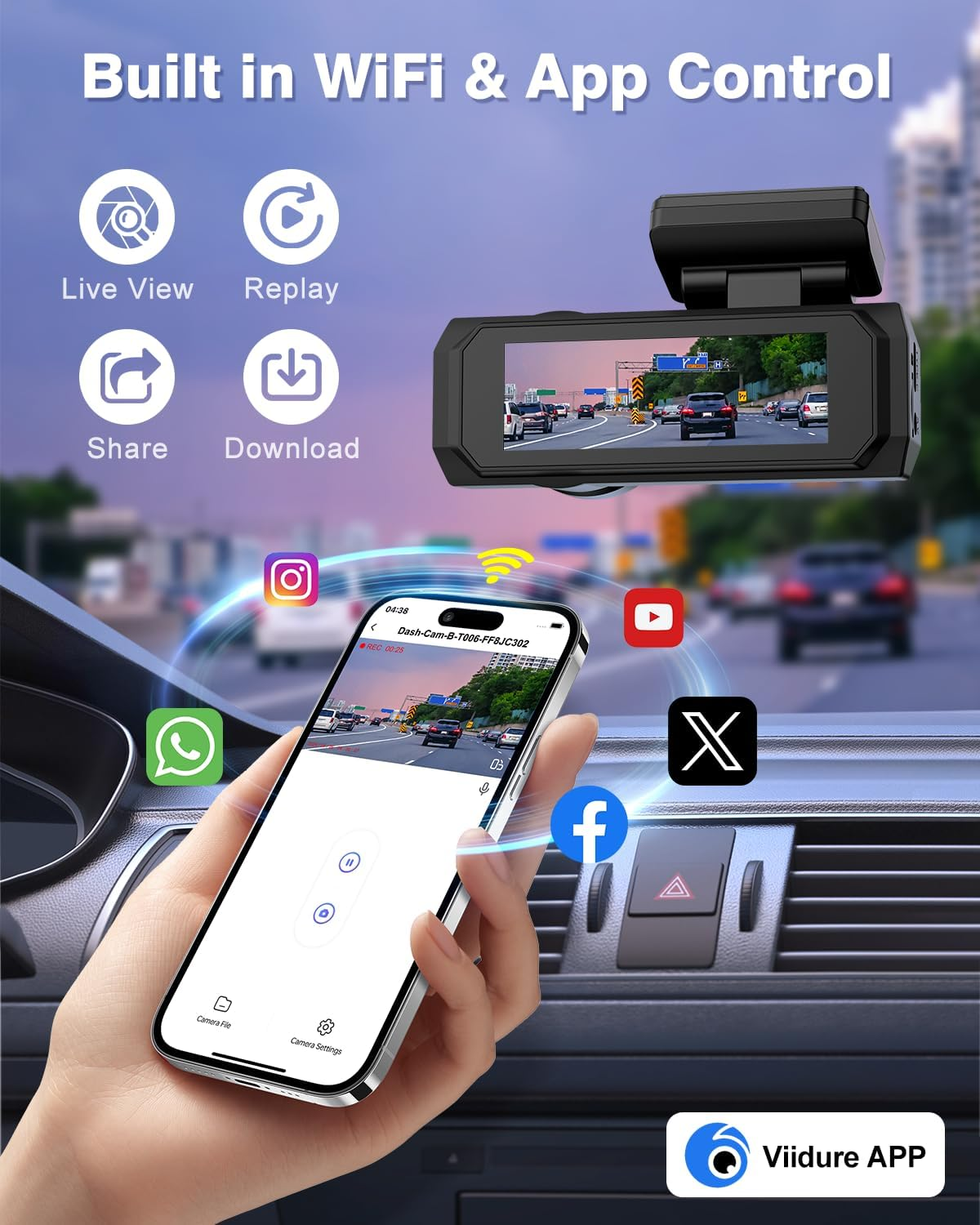 4K+1080P Dash Cam Front and Rear CHORTAU, Wifi Dual Dash Cam with Free 64GB Card, 2.99&rsquo;&rsquo; IPS Dash Camera for Cars, Dashboard Camera with Night Vision, 24/7 Parking Monitor, WDR, APP