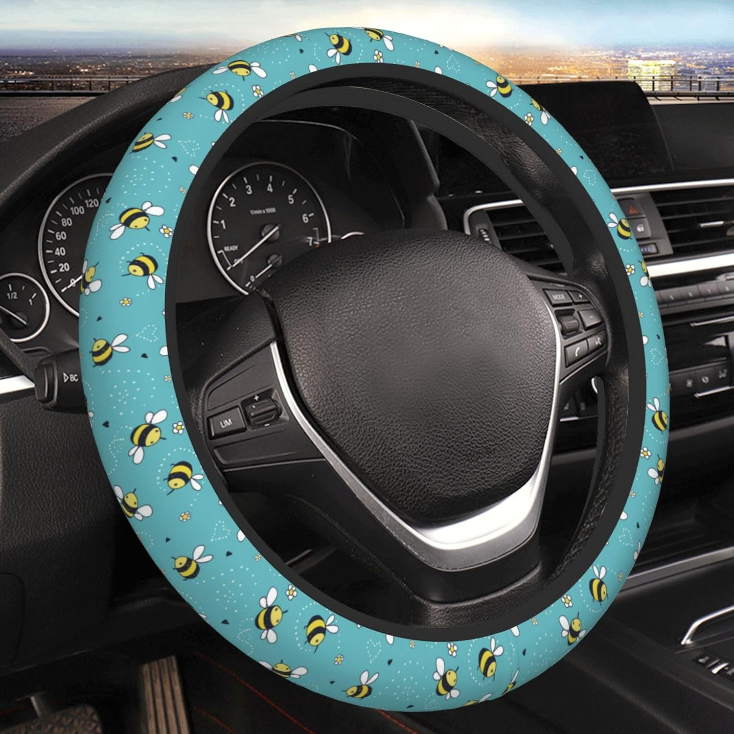 Duck Cartoon Cute Yellow Steering Wheel Cover for Women Men Girls Car Accessories Decor Anti-Slip Neoprene Auto Steering Wheel Covers Protector Universal 15 Inch