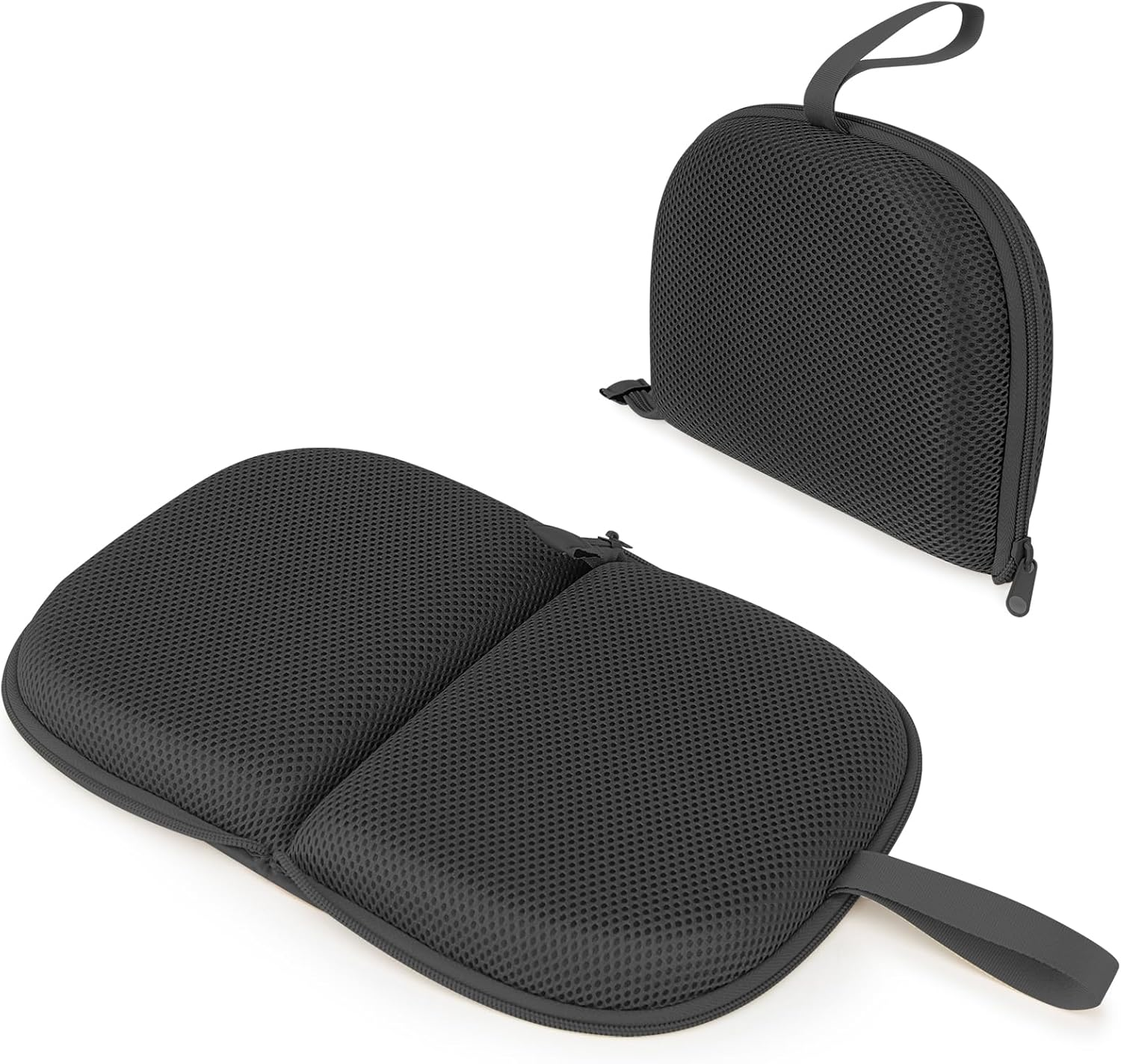 Small Foldable Gel Foam Seat Cushion for Travel 13.3" X 6.6", Foldable Gel & Memory Foam Travel Seat Cushion, Portable Chair Cushion with Handle, Portable(With Black Mesh Cover)