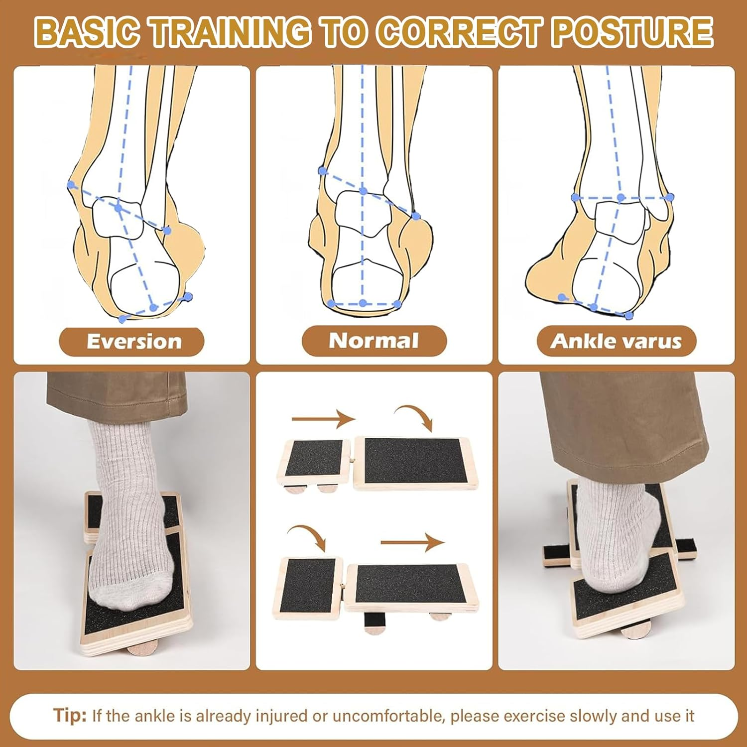 Ankle Balance Board - Single Foot Balance Board, Sprain Exerciser, Non-Slip Wood Ankle Foot Strengthener for Plantar Fasciitis Relief/Physical Therapy/Posture Correction/Balance Training image number 5