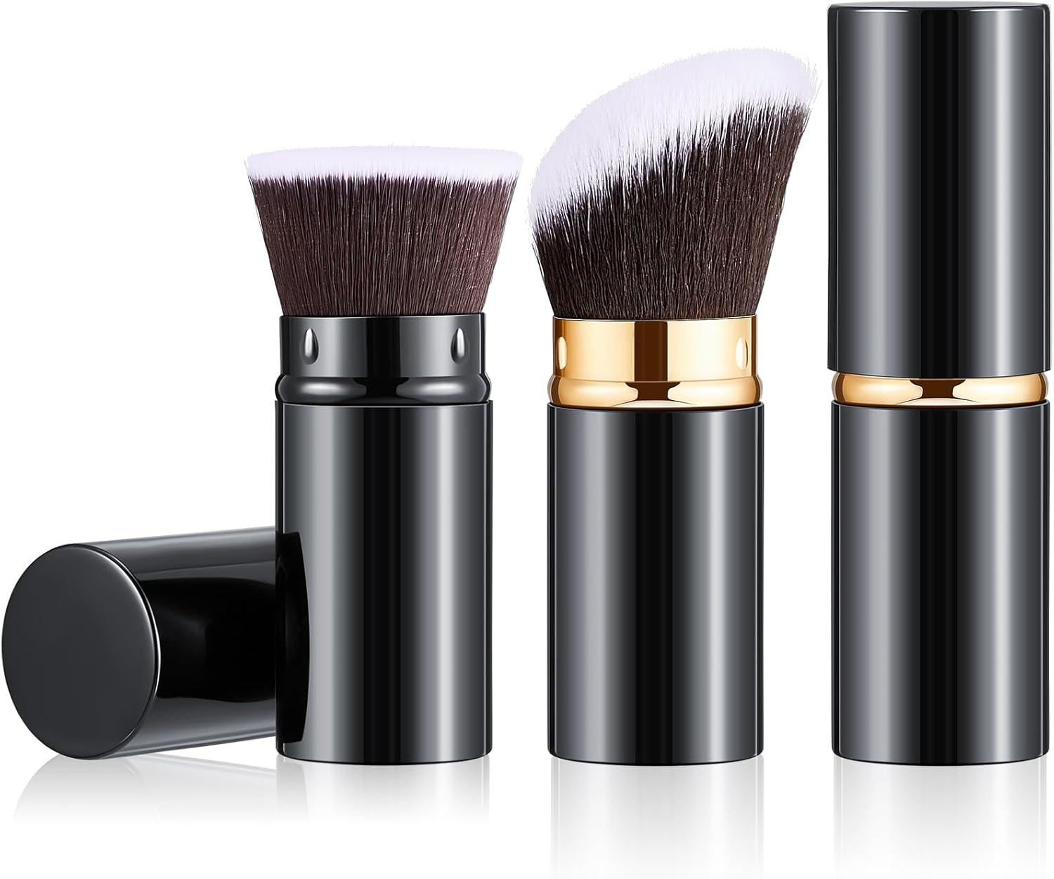 Tessco for You 2 Pcs Retractable Kabuki Makeup Brush Powder Foundation Makeup Brushes Portable Travel for Blush Bronzer Buffing Loose Powder Cream Sunscreen Blending Liquid(Classic Style) image number 6