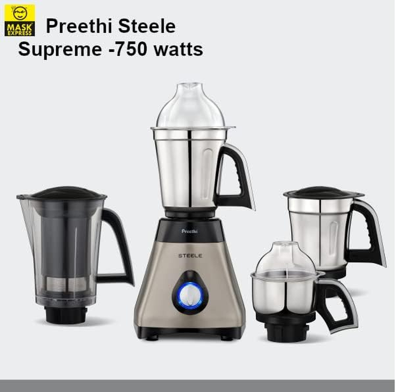 Mask Express Australia Preethi Brand Steele Supreme 750W Mixer Grinder - Sydney Stock image number 1