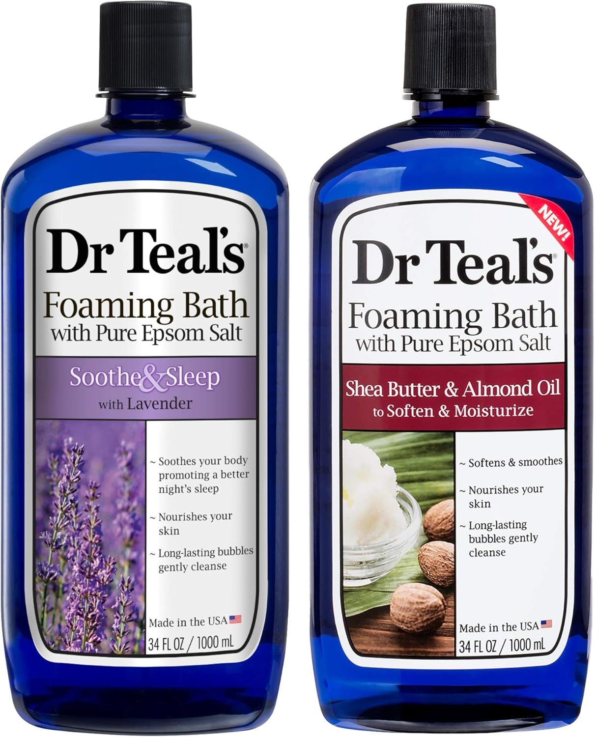 Dr Teal'S Foaming Bath Combo Pack (68 Fl Oz Total), Soothe & Sleep with Lavender, and Moisturizing Shea Butter & Almond Oil image number 3