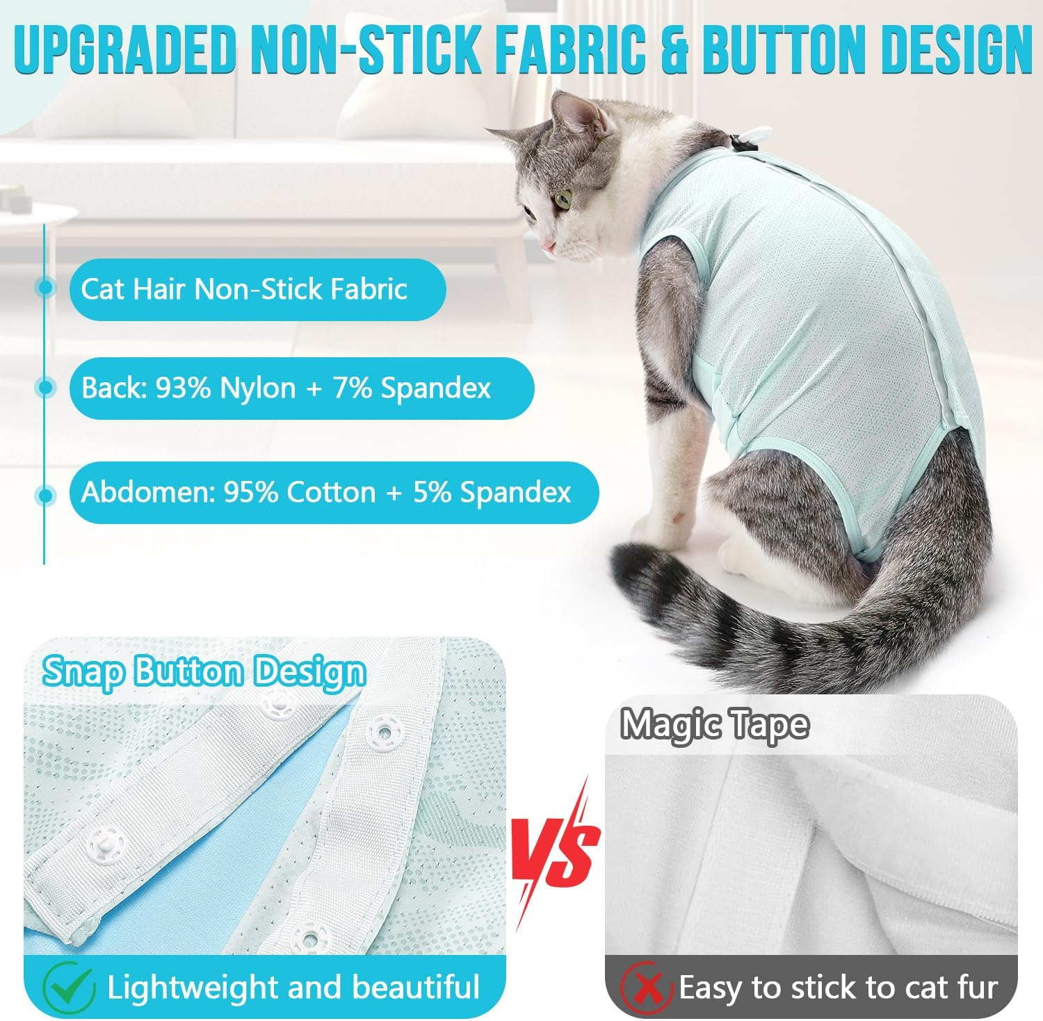 Slowton Cat Surgery Recovery Suit - Hair Resistant Kitten Onesie for Cats after Surgery, Cone E Collar Alternative for Female Male Cats, Surgical Spay Recovery Suit for Abdominal Wound Skin Diseases