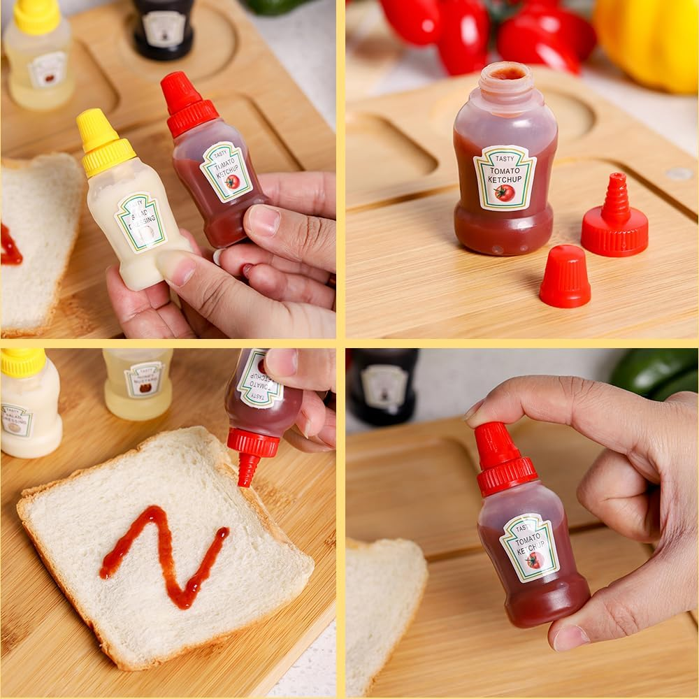 4-Pack Ketchup Sauce Bottles - Portable and Reusable Lunch Box Dispensers image number 4