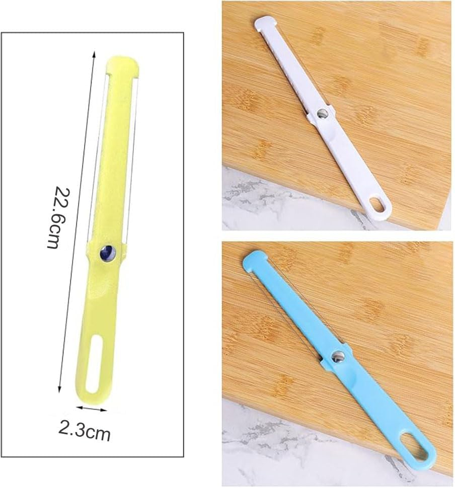 3Pcs Food Grade Cheese Slicer,Plastic Cheese Slice,Multifunctional Butter Cheese Cutter with Wire,Cheese Cutter Kitchen Gadgets for Soft Cheese, Butter, Cream, Icing (White, Yellow, Blue) image number 6