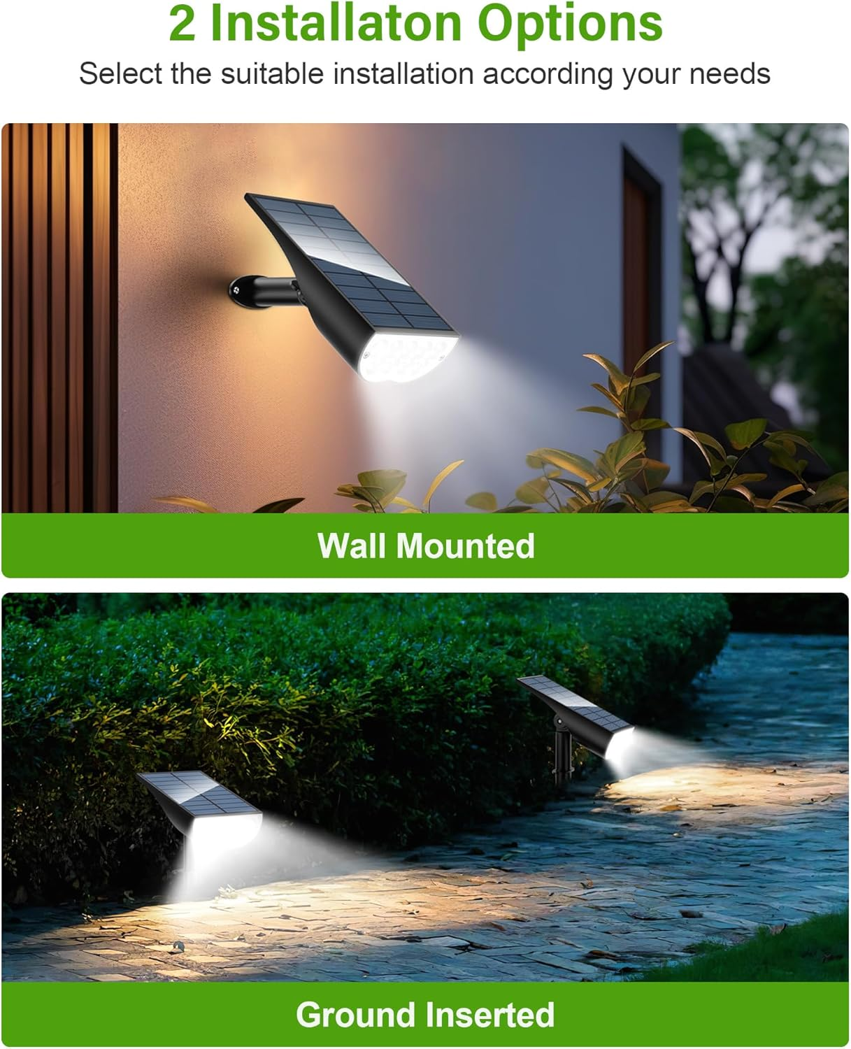 Solar Spot Lights Outdoor, Solar Lights Outdoor Waterproof IP65, 3 Brightness Modes Dusk to Dawn Landscape Spotlights for Yard Garden Pathway Tree Decoration, Cool White, 1 Pack image number 3