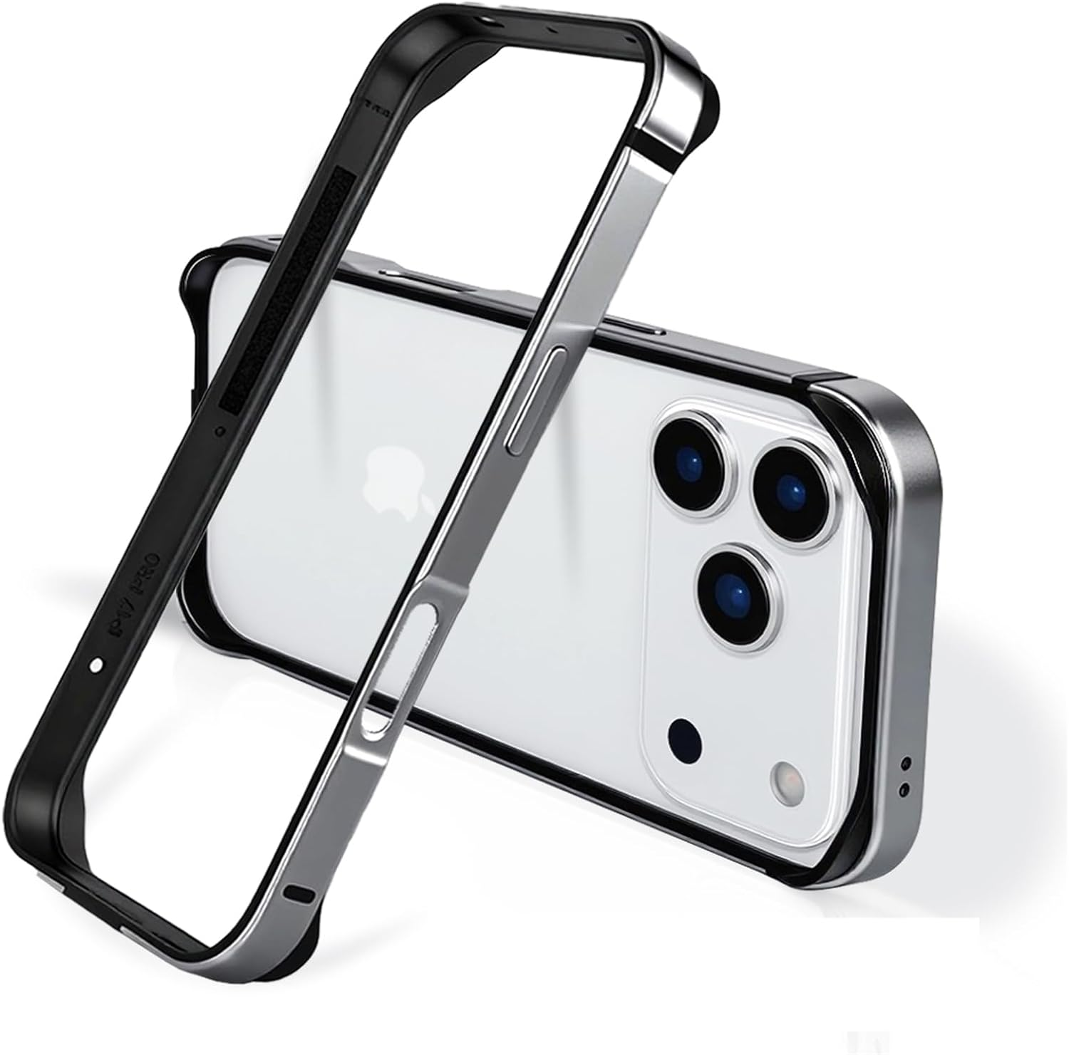 LINPING Aluminum Metal Bumper Frame Hard Case for Iphone 17Pro,Slim Armor with Soft Interior Raised Edge Protection(Titanium,For Iphone 17Pro) image number 1