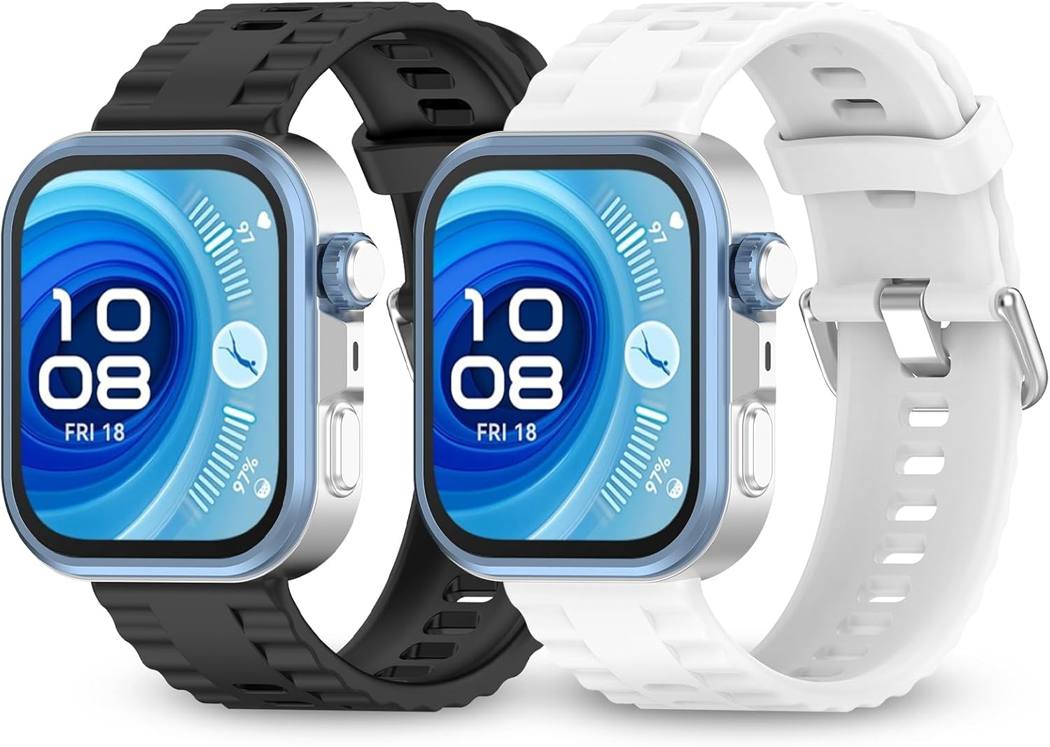 Dhwgang 2 Silicone Bands Compatible with Huawei Watch Fit 4 Pro / Fit4 / Fit3 Smartwatch Replacement Wristbands, Soft, Comfortable, Waterproof, Breathable, Sports Watch Strap Accessories