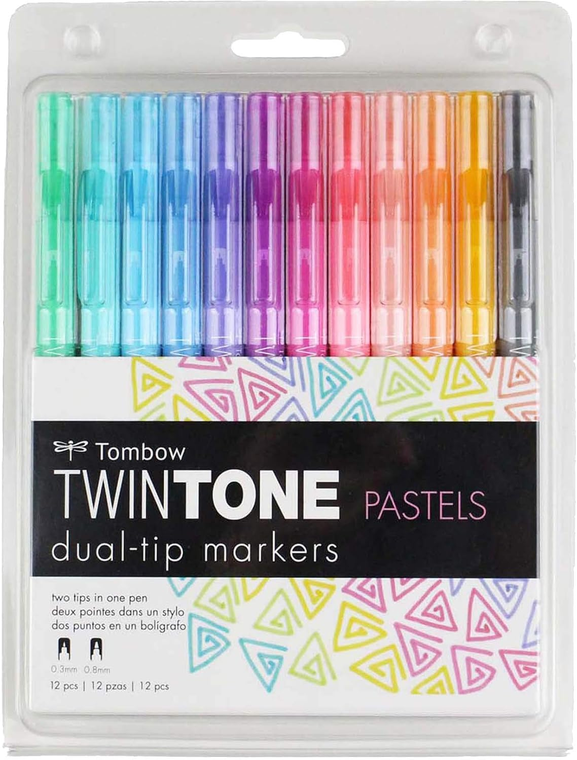Tombow Twintone Pastel Marker 12-Pieces Set, Multicolour, One Size