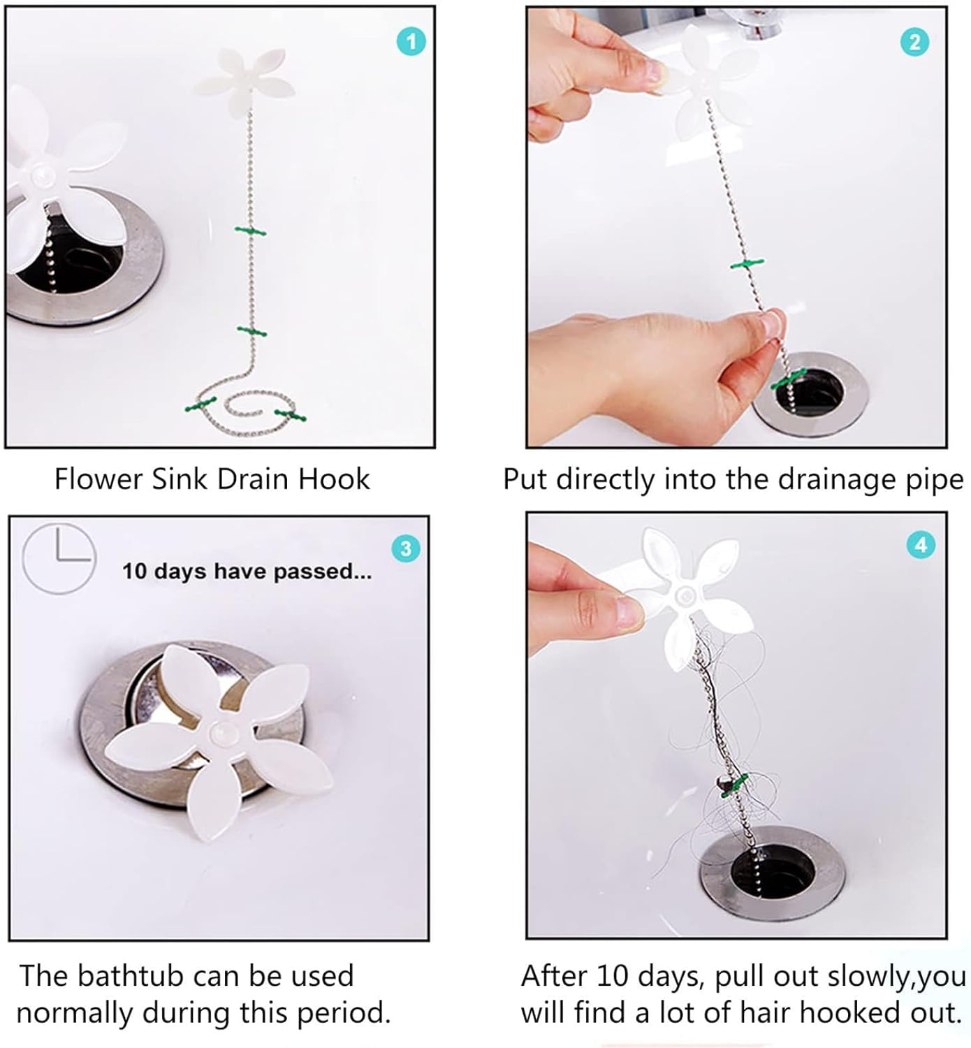 Forlivese Drain Snake,6 Pack Shower Drain Unblocker,Multifunctional Sink Unblocker Tool 6 in 1,Reusable Drain Unblocker Hair for Sewer, Bathroom Drainage,Kitchen Sinks image number 4
