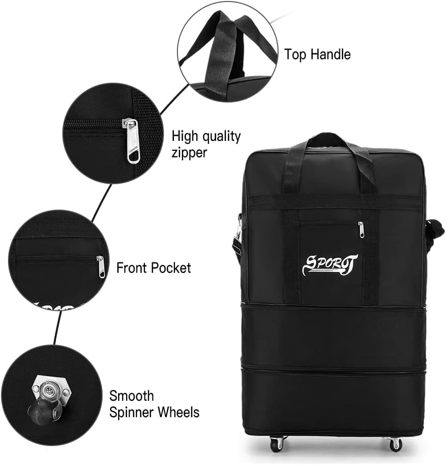 Sazak Expandable Foldable Suitcase Collapsible Rolling Travel Luggage Bag for Men Women image number 3