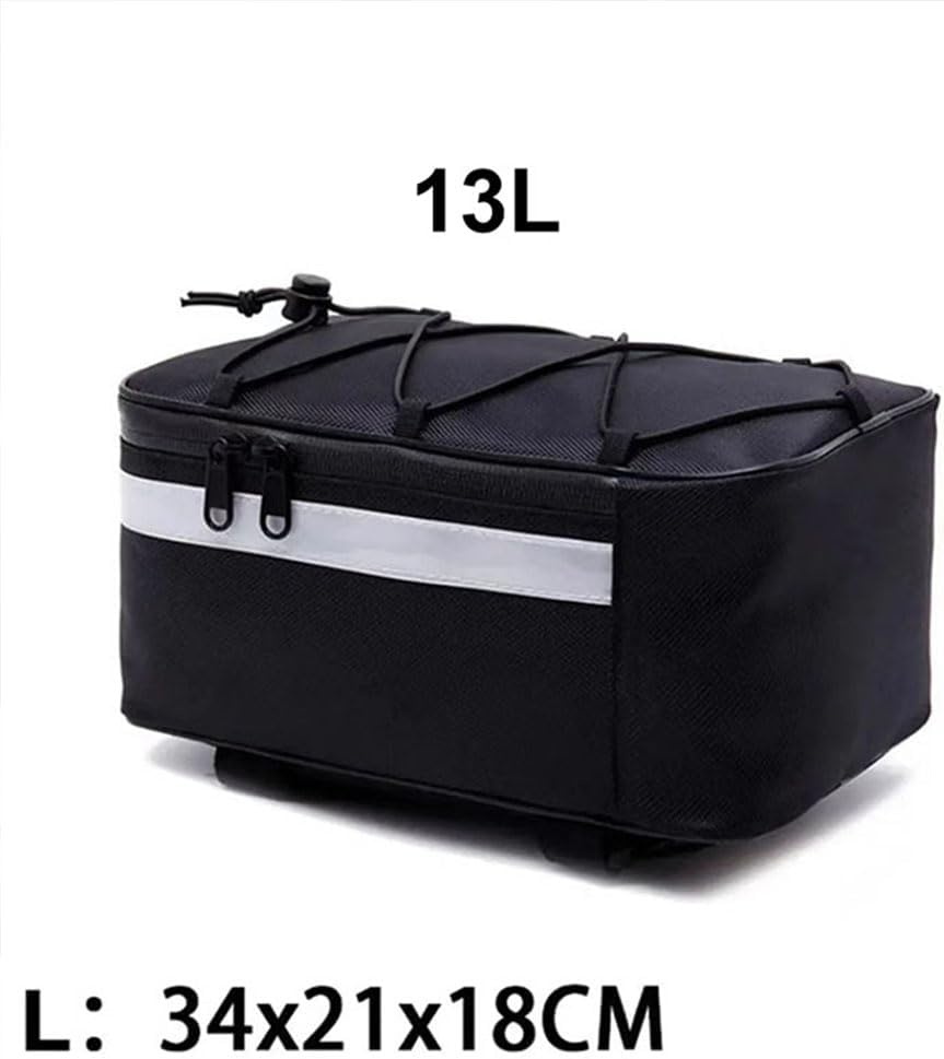 Portable Bike Trunk Bag Waterproof Bicycle Rack Rear 13L Rear Seat Saddle Bag Cycling Reflective Luggage Carrier image number 3