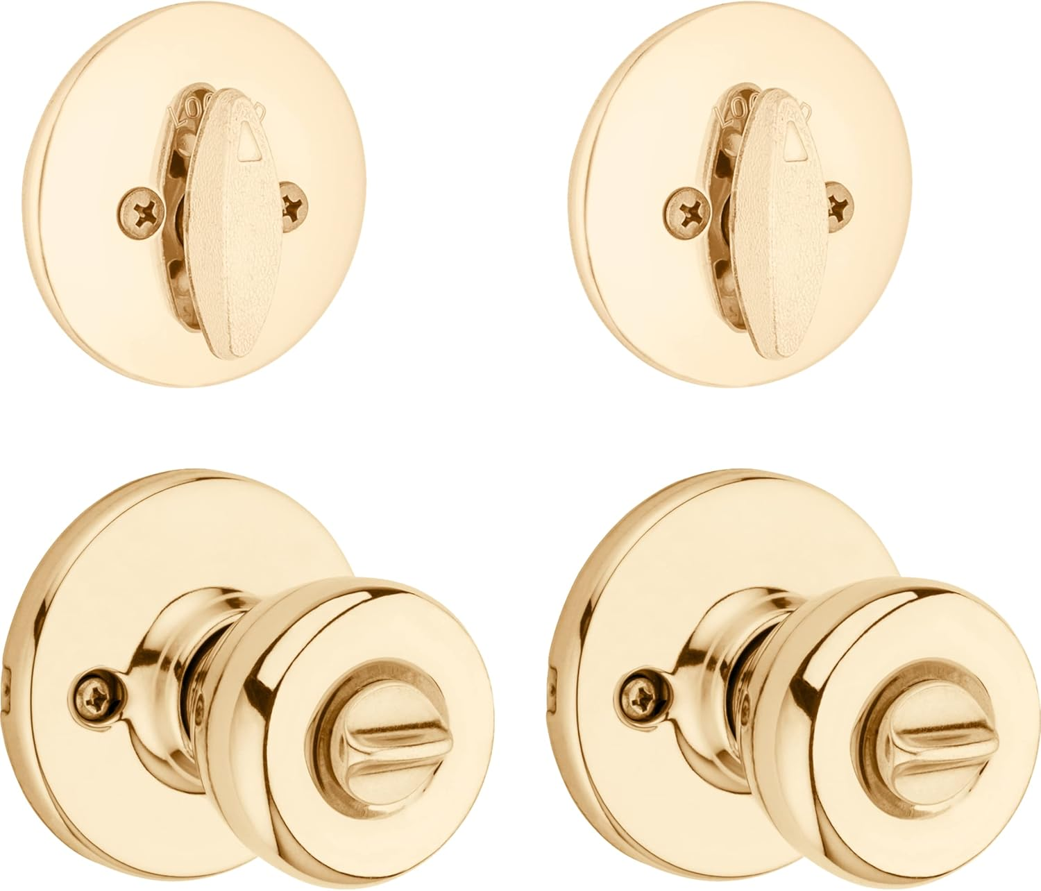 Kwikset 242 Tylo Entry Knob and Single Cylinder Deadbolt Project Pack in Polished Brass