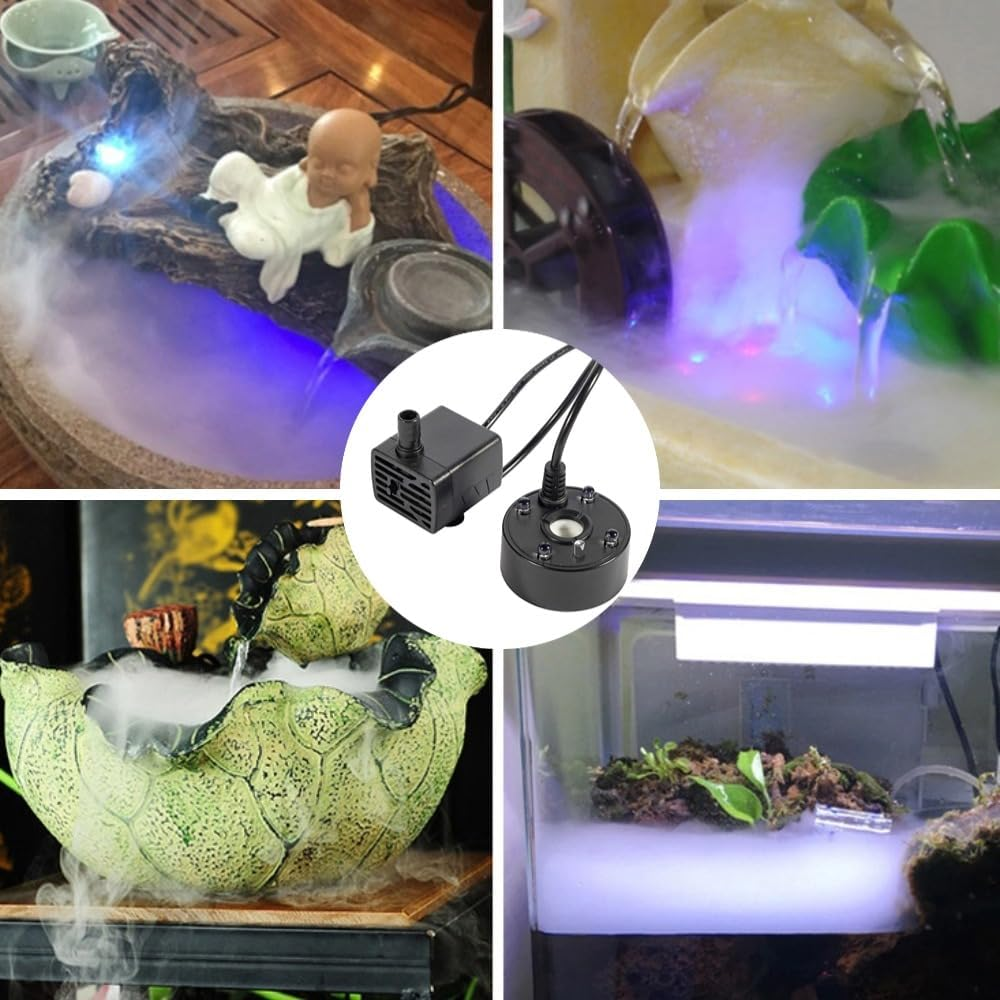 Ultrasonic Mist Maker, USB Mist Maker Fogger, Ultrasonic Fogger Pond Fogger with LED Lights, Aquarium Mist Maker, Water Atomizer Fogger image number 3